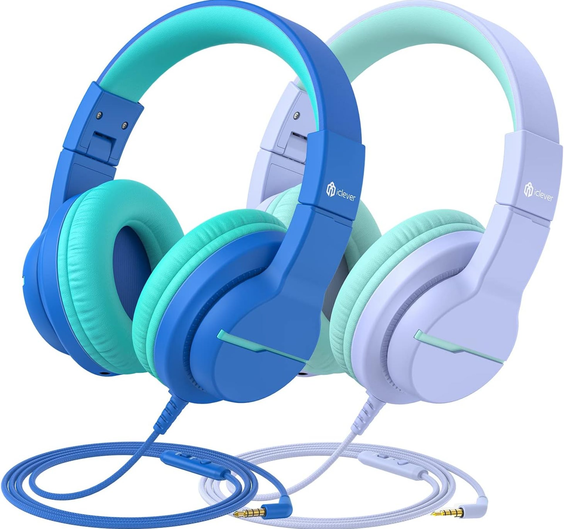 iClever Kids Headphones for School/Travel with Safe Volume 85/94dB, HS19 Stereo Sound Over-Ear Headphones for Kids with Mic FunShare, Foldable 3.5mm Wired Headphones for iPad/Computer, 2 Pack iClever Kids Headphones for School/Travel with Safe Volume 85/94dB, HS19 Stereo Sound Over-Ear Headphones for Kids with Mic FunShare, Foldable 3.5mm Wired Headphones for iPad/Computer, 2 Pack