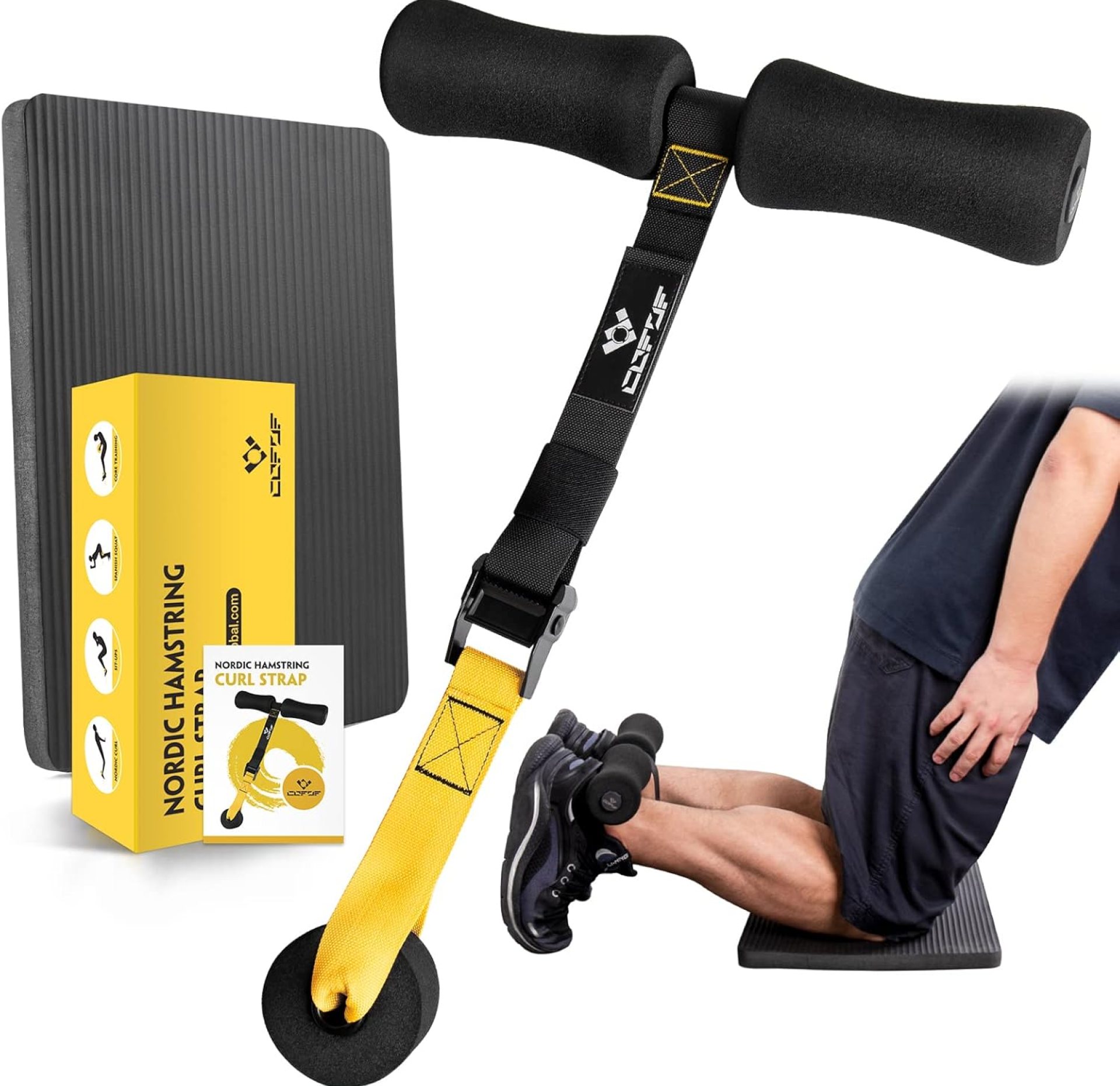 Nordic Hamstring Curl Strap, Nordic Curl Strap Holds 420 Pounds Great for Hamstring Curls, Sit-ups, Spanish Squats, Ab Workout, 5 Second Setup Nordic Curl Strap Home Fitness Equipment Nordic Hamstring Curl Strap, Nordic Curl Strap Holds 420 Pounds Great for Hamstring Curls, Sit-ups, Spanish Squats, Ab Workout, 5 Second Setup Nordic Curl Strap Home Fitness Equipment