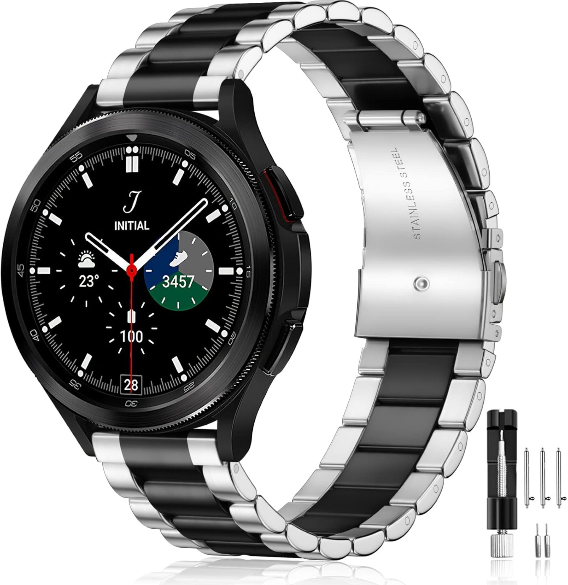 Lerobo Stainless Steel Band Compatible with Samsung Galaxy Watch 7 6 5 4 FE 40mm 44mm 45mm/Galaxy Watch 6 4 Classic 43mm 47mm 42mm 46mm/3 41mm/Active,20mm Metal Replacement Band for Men Women Lerobo Stainless Steel Band Compatible with Samsung Galaxy Watch 7 6 5 4 FE 40mm 44mm 45mm/Galaxy Watch 6 4 Classic 43mm 47mm 42mm 46mm/3 41mm/Active,20mm Metal Replacement Band for Men Women