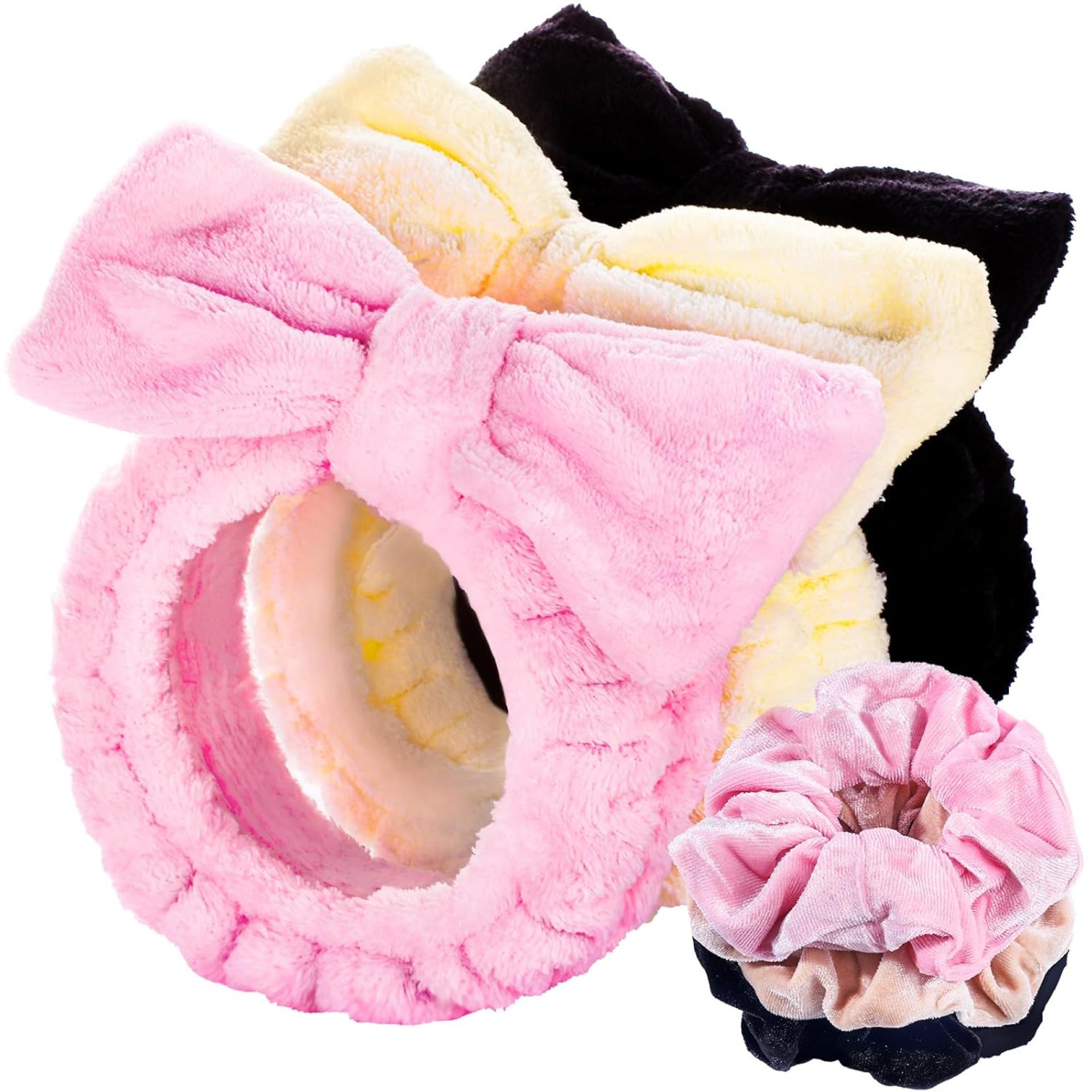 LEOBRO Spa Headband for Washing Face, Makeup Headband, Skincare Headband, Face Wash Headband, Pink White Black Headbands for Women Girls Gift, Hair Band for Washing Face, with 3pcs Hair Scrunchies LEOBRO Spa Headband for Washing Face, Makeup Headband, Skincare Headband, Face Wash Headband, Pink White Black Headbands for Women Girls Gift, Hair Band for Washing Face, with 3pcs Hair Scrunchies