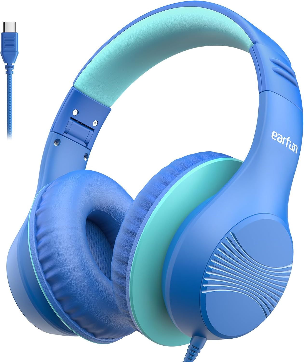 EarFun K3 Kids Headphones, Over Ear Headphones for Kids, Volume Limit, HD Stereo Sound, USB-C Cable, Comfortable Fit, Foldable Wired Headphones for School/Travel/Boys/Girls/Tablet/iPad, Blue EarFun K3 Kids Headphones, Over Ear Headphones for Kids, Volume Limit, HD Stereo Sound, USB-C Cable, Comfortable Fit, Foldable Wired Headphones for School/Travel/Boys/Girls/Tablet/iPad, Blue