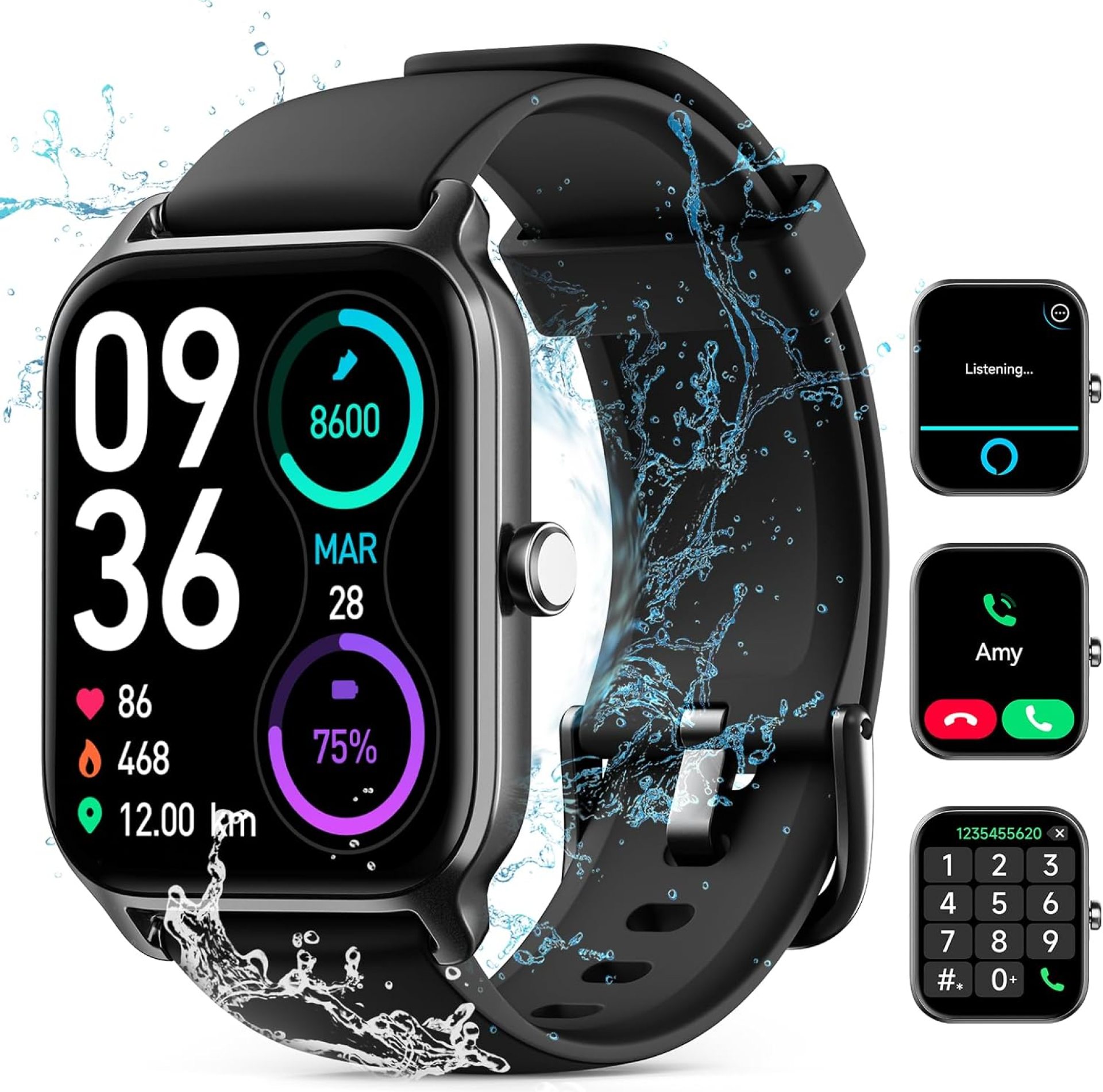 Smart Watch for Women Men, Smartwatch 1.8” Alexa Built-in Fitness Tracker IP68 Waterproof Watch for Women Compatible for Android & iOS with Bluetooth Calls, IP68 Heart Rate/Sleep/SpO2 Monitor, 110+ Smart Watch for Women Men, Smartwatch 1.8” Alexa Built-in Fitness Tracker IP68 Waterproof Watch for Women Compatible for Android & iOS with Bluetooth Calls, IP68 Heart Rate/Sleep/SpO2 Monitor, 110+