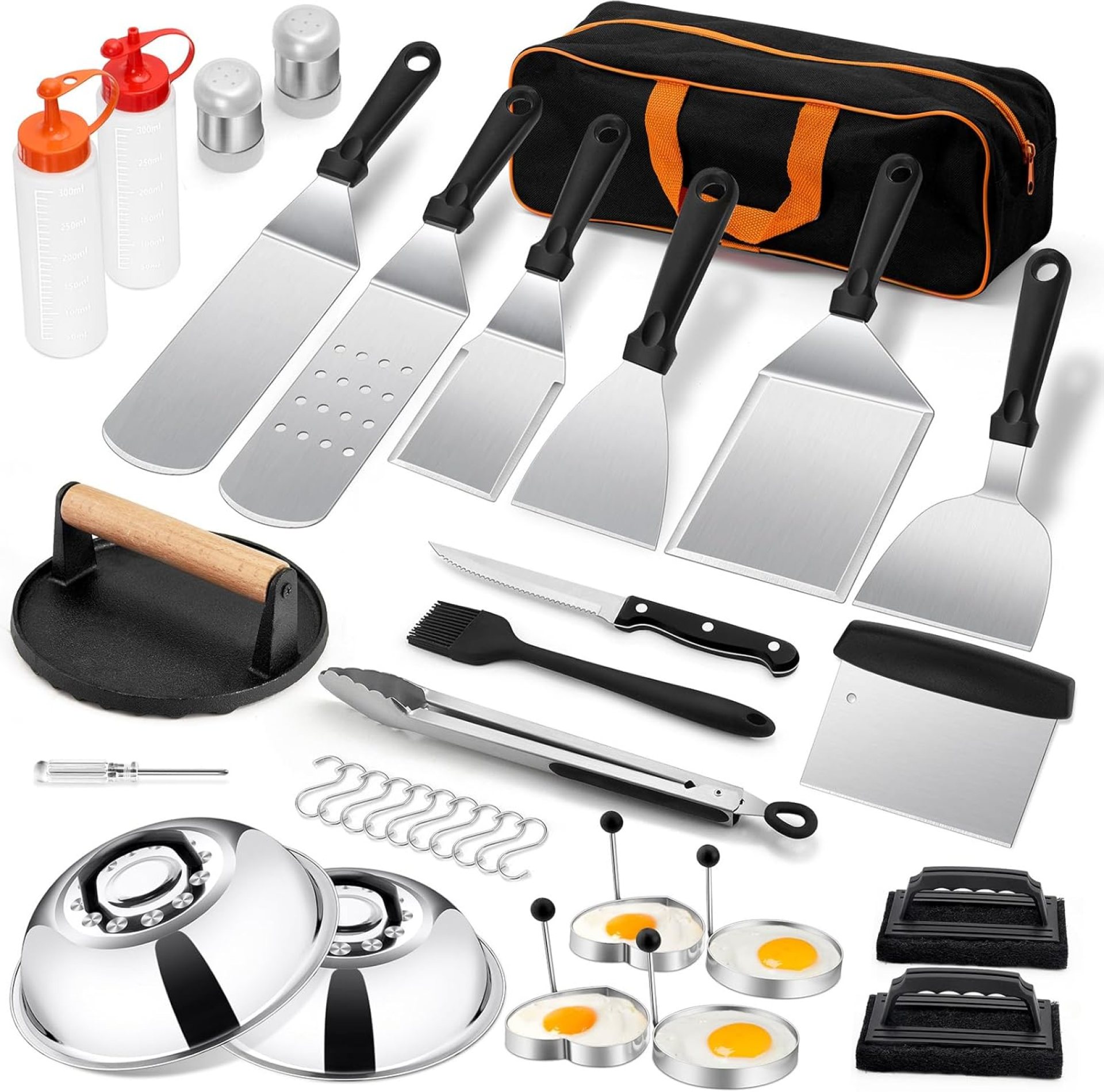35PCS Griddle Accessories Kit, Leonyo Flat Top Grill Accessories, Grill Tools with Griddle Spatulas Smash Burger Press, Basting Cover, Scraper for Outdoor BBQ, Professional Gift for Men & Women 35PCS Griddle Accessories Kit, Leonyo Flat Top Grill Accessories, Grill Tools with Griddle Spatulas Smash Burger Press, Basting Cover, Scraper for Outdoor BBQ, Professional Gift for Men & Women