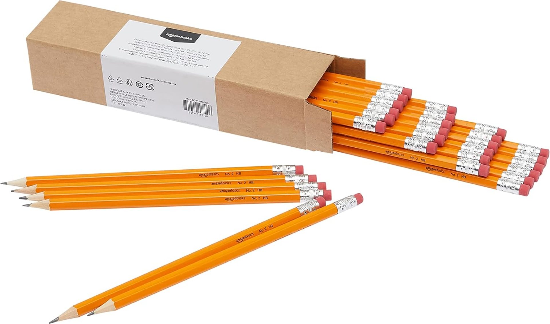 Amazon Basics Woodcased Classroom #2 Pencils with Erasers, Pre-sharpened, HB Lead, Value Pack of 30 count, Orange Amazon Basics Woodcased Classroom #2 Pencils with Erasers, Pre-sharpened, HB Lead, Value Pack of 30 count, Orange