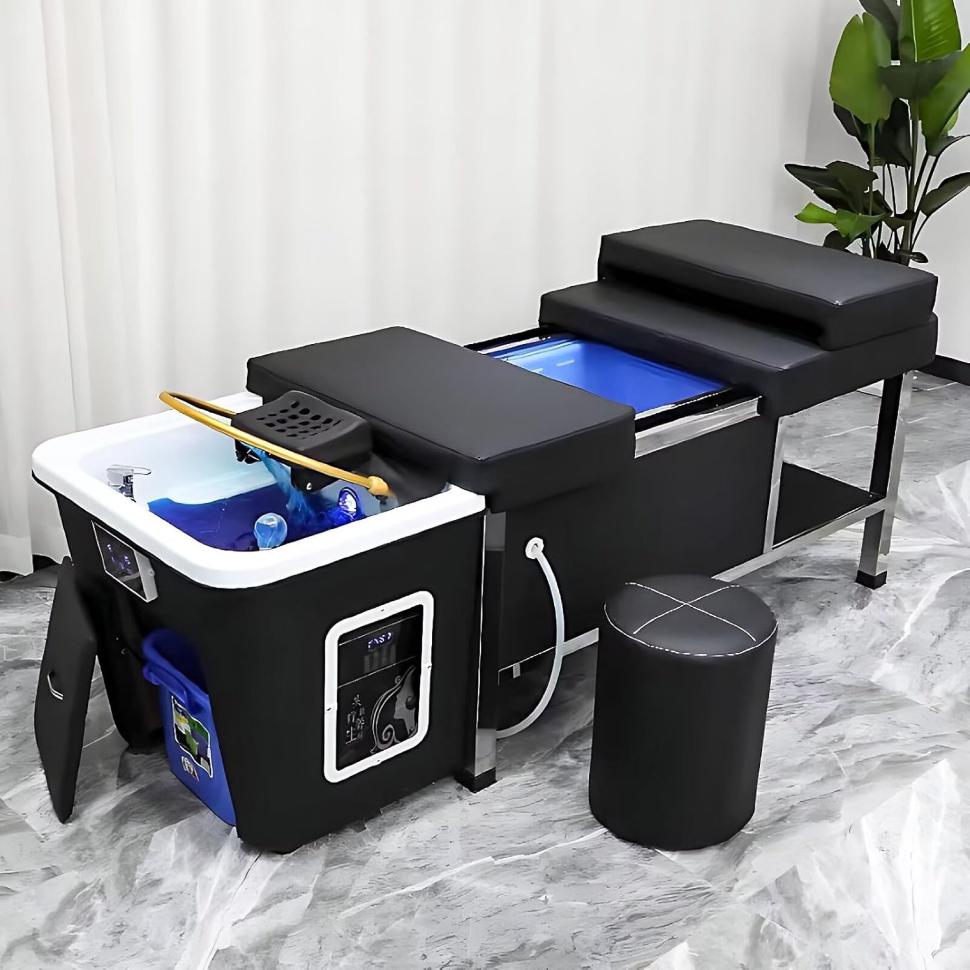 Massage Shampoo Bed – Massage Table with Black Modern Minimalist Design, Head Spa Equipment and SPA Shampoo Bed Includes Water Tank, Water Cycle Hair Care, Fumigation Massage Shampoo Bed – Massage Table with Black Modern Minimalist Design, Head Spa Equipment and SPA Shampoo Bed Includes Water Tank, Water Cycle Hair Care, Fumigation