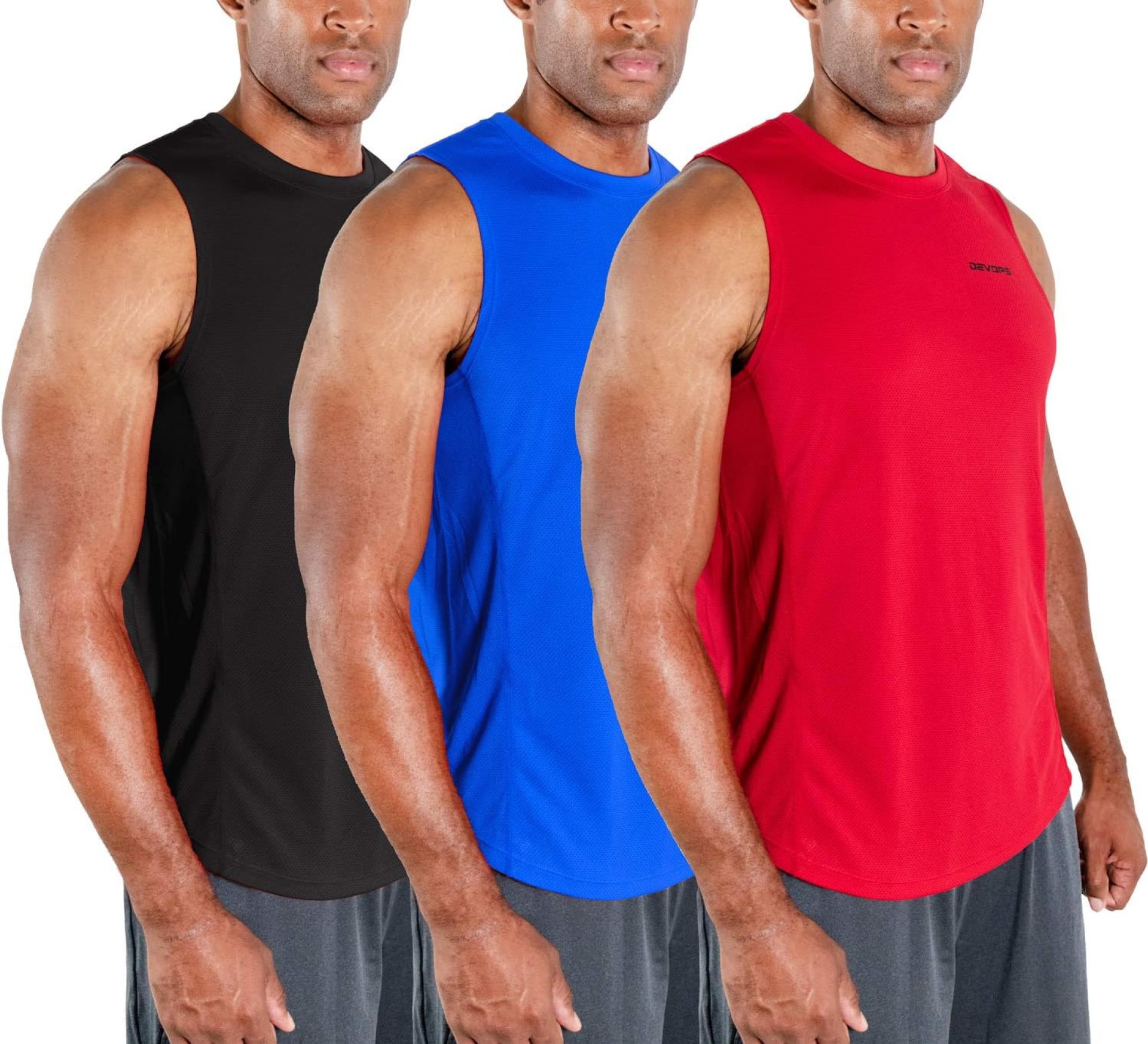 DEVOPS 3 Pack Men’s Muscle Shirts Sleeveless Dry Fit Gym Workout Tank Top DEVOPS 3 Pack Men’s Muscle Shirts Sleeveless Dry Fit Gym Workout Tank Top