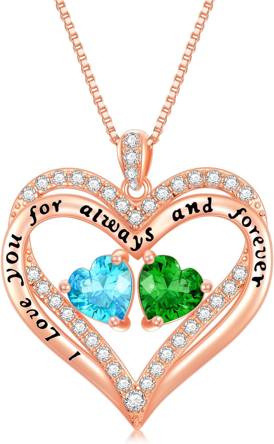 Rose Gold Heart Double Birthstone Necklace Gifts for Wife Girlfriend Her Women, Forever Love 12 Birthstone Jewelry Gemstone Birthday Mothers Day Gifts for Mom Grandma Her Rose Gold Heart Double Birthstone Necklace Gifts for Wife Girlfriend Her Women, Forever Love 12 Birthstone Jewelry Gemstone Birthday Mothers Day Gifts for Mom Grandma Her