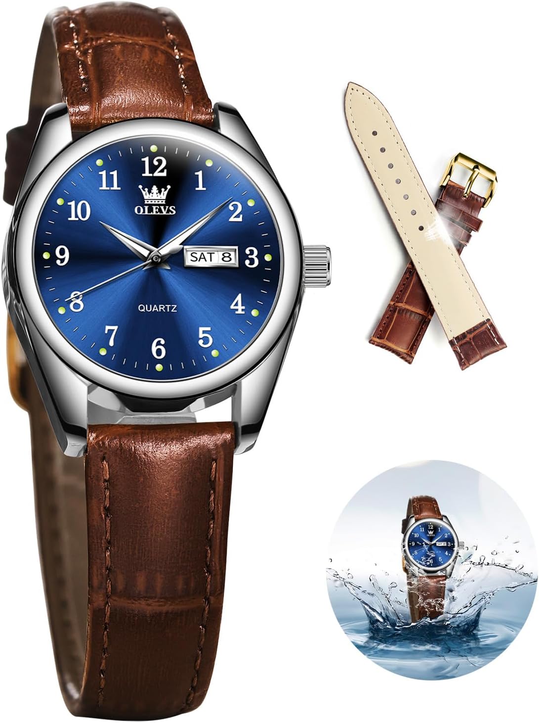 OLEVS Classic Leather Watches for Women, Business Dress Diamond Roman Arabic Numerals Ladies Watches, Day Date Waterproof Analog Quartz Womens Wrist Watches Brown Leather Strap Relojes para Mujer OLEVS Classic Leather Watches for Women, Business Dress Diamond Roman Arabic Numerals Ladies Watches, Day Date Waterproof Analog Quartz Womens Wrist Watches Brown Leather Strap Relojes para Mujer
