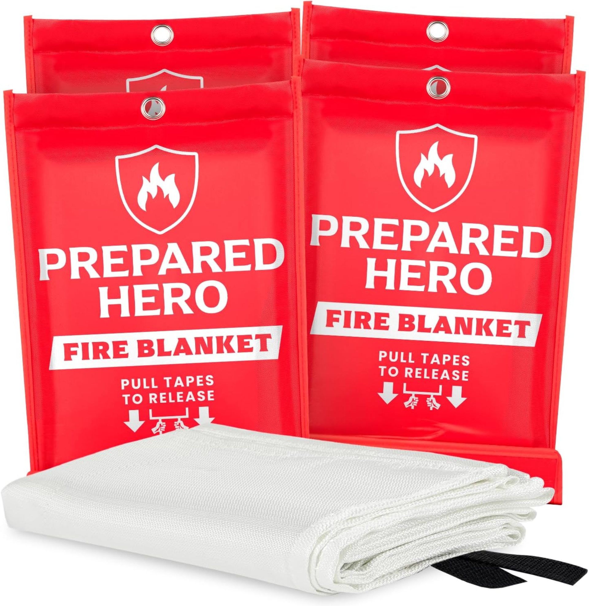 Prepared Hero Emergency Fire Blanket – 4 Pack – Fire Suppression Blanket for Kitchen, 40” x 40” Fire Blanket for Home, Fiberglass Fire Blanket Prepared Hero Emergency Fire Blanket – 4 Pack – Fire Suppression Blanket for Kitchen, 40” x 40” Fire Blanket for Home, Fiberglass Fire Blanket