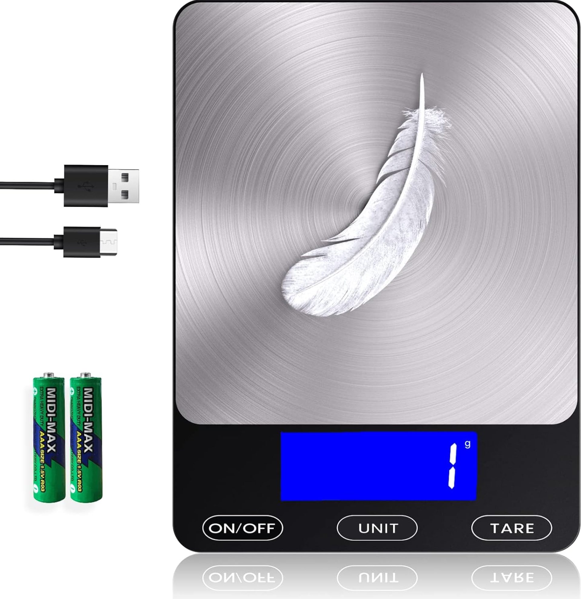 Food Scale -33lb Digital Kitchen Scale for Food Ounces Grams Rechargeable 304 Stainless Steel,Batteries and Type-C Charging | Perfect for Meal Prep, Cooking, and Baking, Black Food Scale -33lb Digital Kitchen Scale for Food Ounces Grams Rechargeable 304 Stainless Steel,Batteries and Type-C Charging | Perfect for Meal Prep, Cooking, and Baking, Black