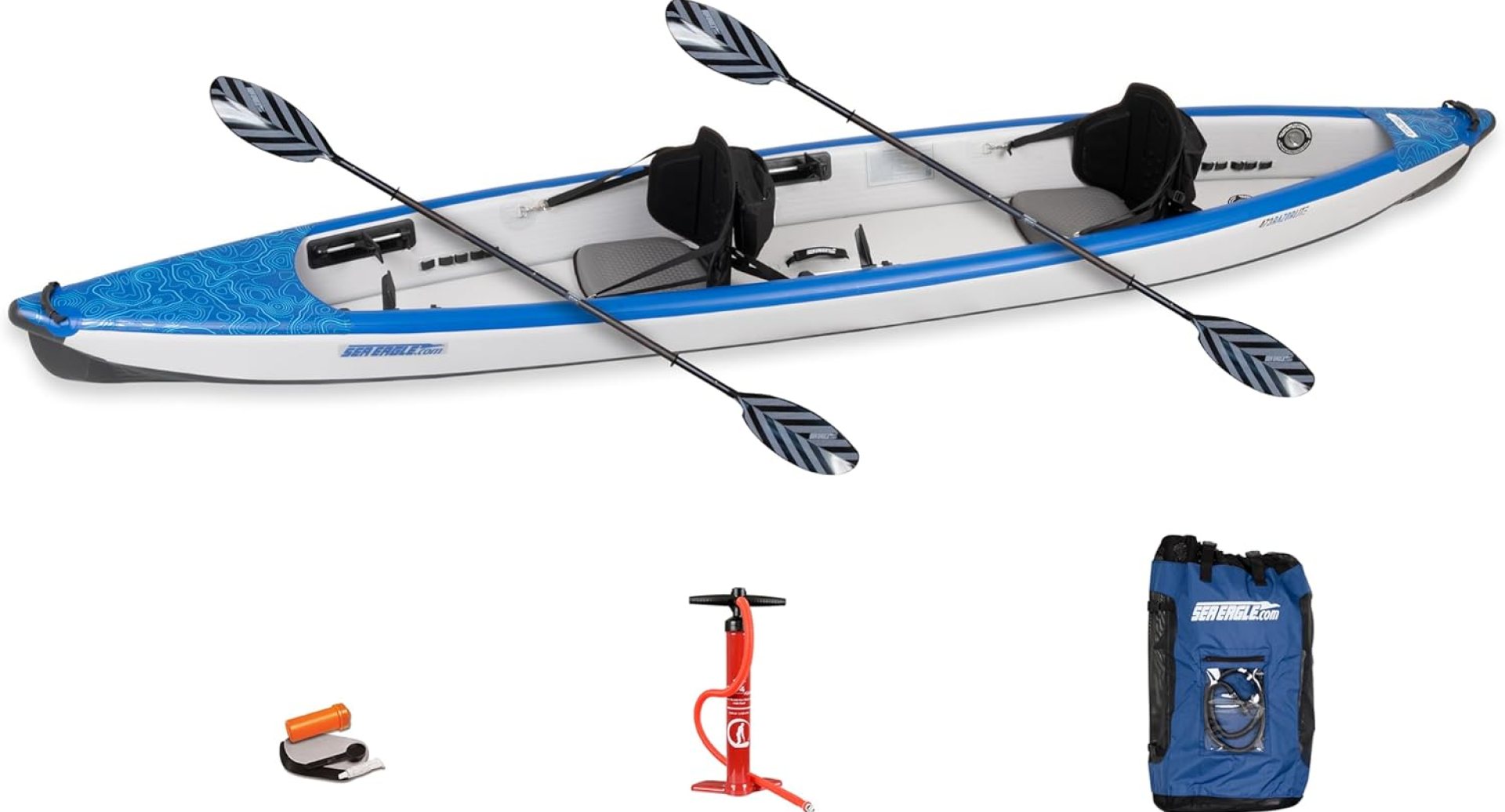 Sea Eagle RazorLite Inflatable Kayak – Lightweight, Drop Stitch, High Speed Touring Kayak – Solo or Tandem – Tall Back Seat(s), Paddle(s), Backpack, Skeg and Pump Sea Eagle RazorLite Inflatable Kayak – Lightweight, Drop Stitch, High Speed Touring Kayak – Solo or Tandem – Tall Back Seat(s), Paddle(s), Backpack, Skeg and Pump