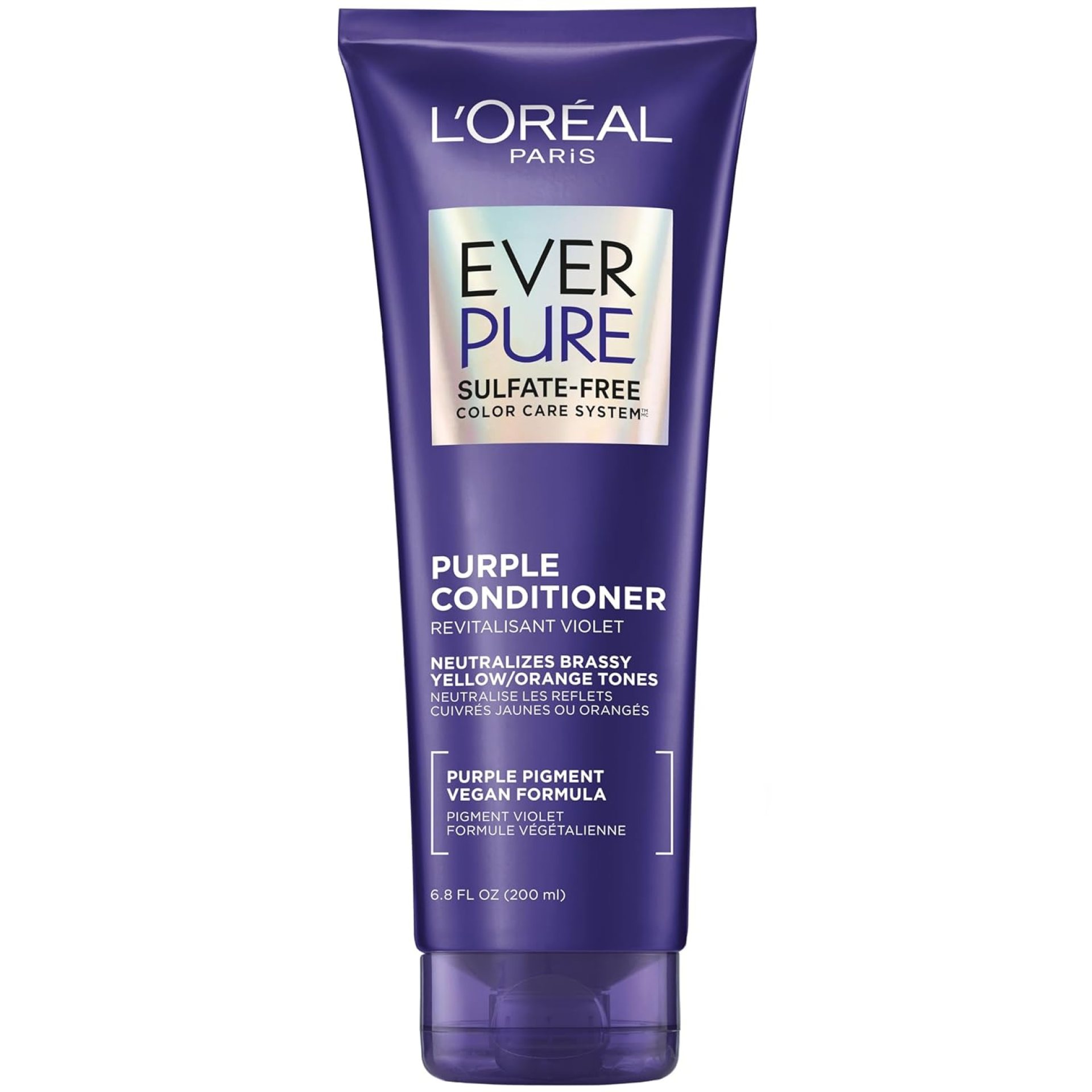 L’Oreal Paris Sulfate Free Brass Toning Purple Conditioner for Blonde, Bleached, Silver, or Brown Highlighted Hair, EverPure, 6.8 Fl Oz (Packaging May Vary) L’Oreal Paris Sulfate Free Brass Toning Purple Conditioner for Blonde, Bleached, Silver, or Brown Highlighted Hair, EverPure, 6.8 Fl Oz (Packaging May Vary)