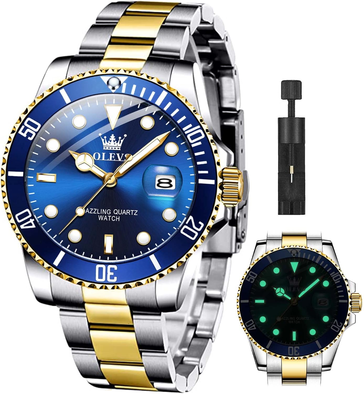 OLEVS Luxury Watches for Men Big Face Stainless Steel Business Dress Analog Quartz Watch with Day Waterproof Luminous Mens Wrist Watch OLEVS Luxury Watches for Men Big Face Stainless Steel Business Dress Analog Quartz Watch with Day Waterproof Luminous Mens Wrist Watch