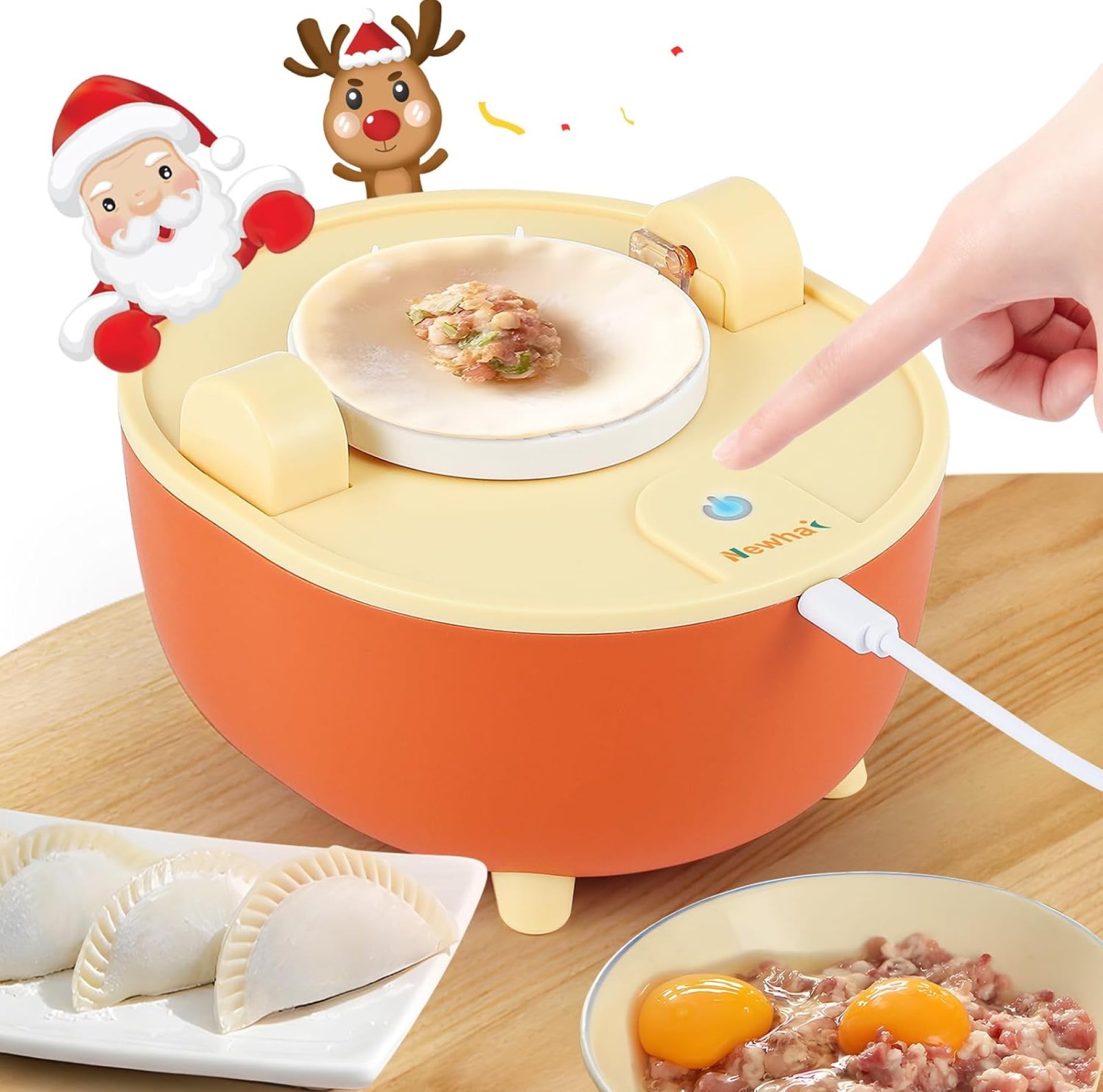 Newhai Electric Dumpling Maker, 3-3.5 Inch Mini Empanada Maker Press Automatic Wonton Dumpling Wrapper Press DIY Tool For Home Kitchen Newhai Electric Dumpling Maker, 3-3.5 Inch Mini Empanada Maker Press Automatic Wonton Dumpling Wrapper Press DIY Tool For Home Kitchen