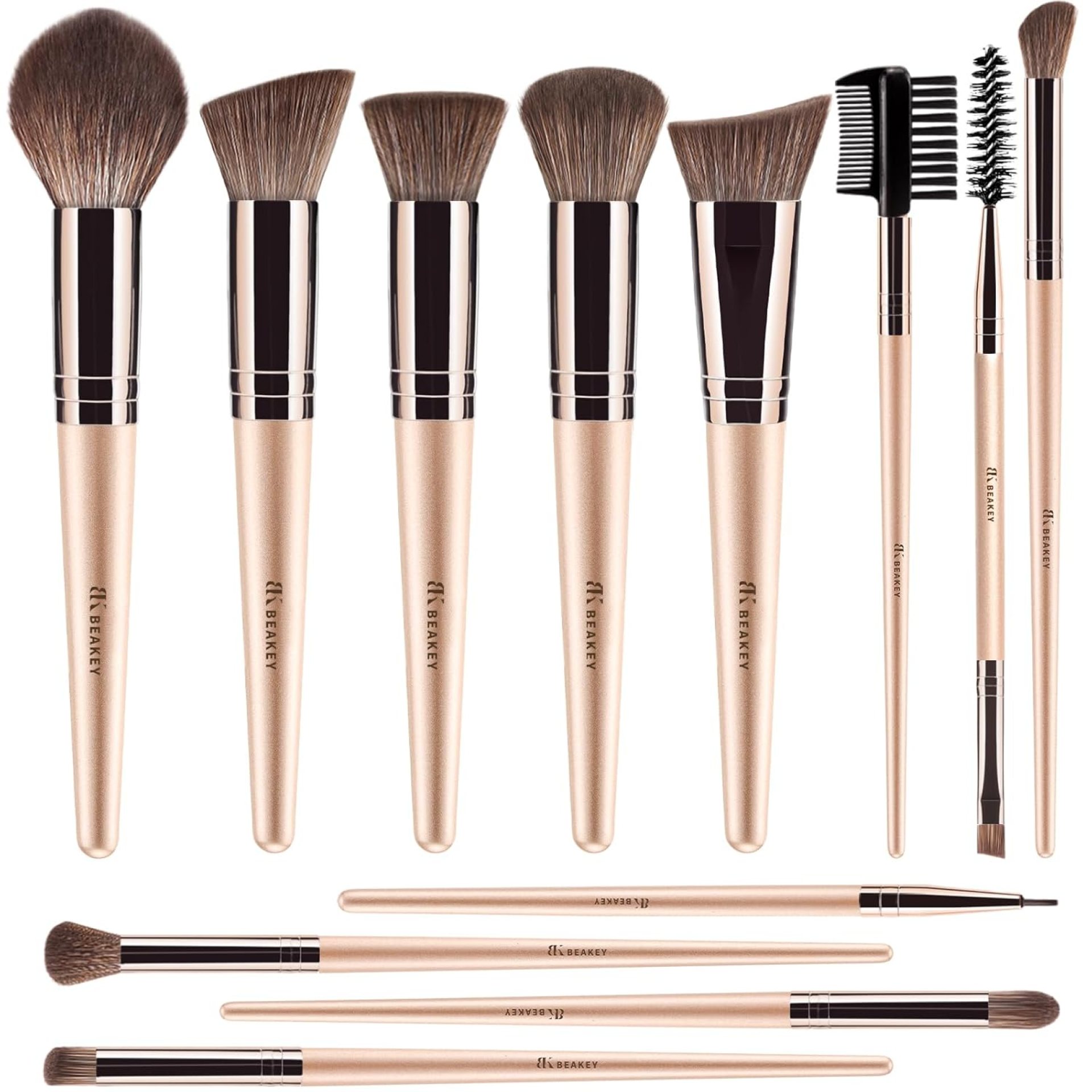 BEAKEY Vegan Makeup Brush Set: Soft Synthetic Brushes for Foundation & Eyeshadow, High-Density, Precise, Easy to Clean, Durable Handles BEAKEY Vegan Makeup Brush Set: Soft Synthetic Brushes for Foundation & Eyeshadow, High-Density, Precise, Easy to Clean, Durable Handles