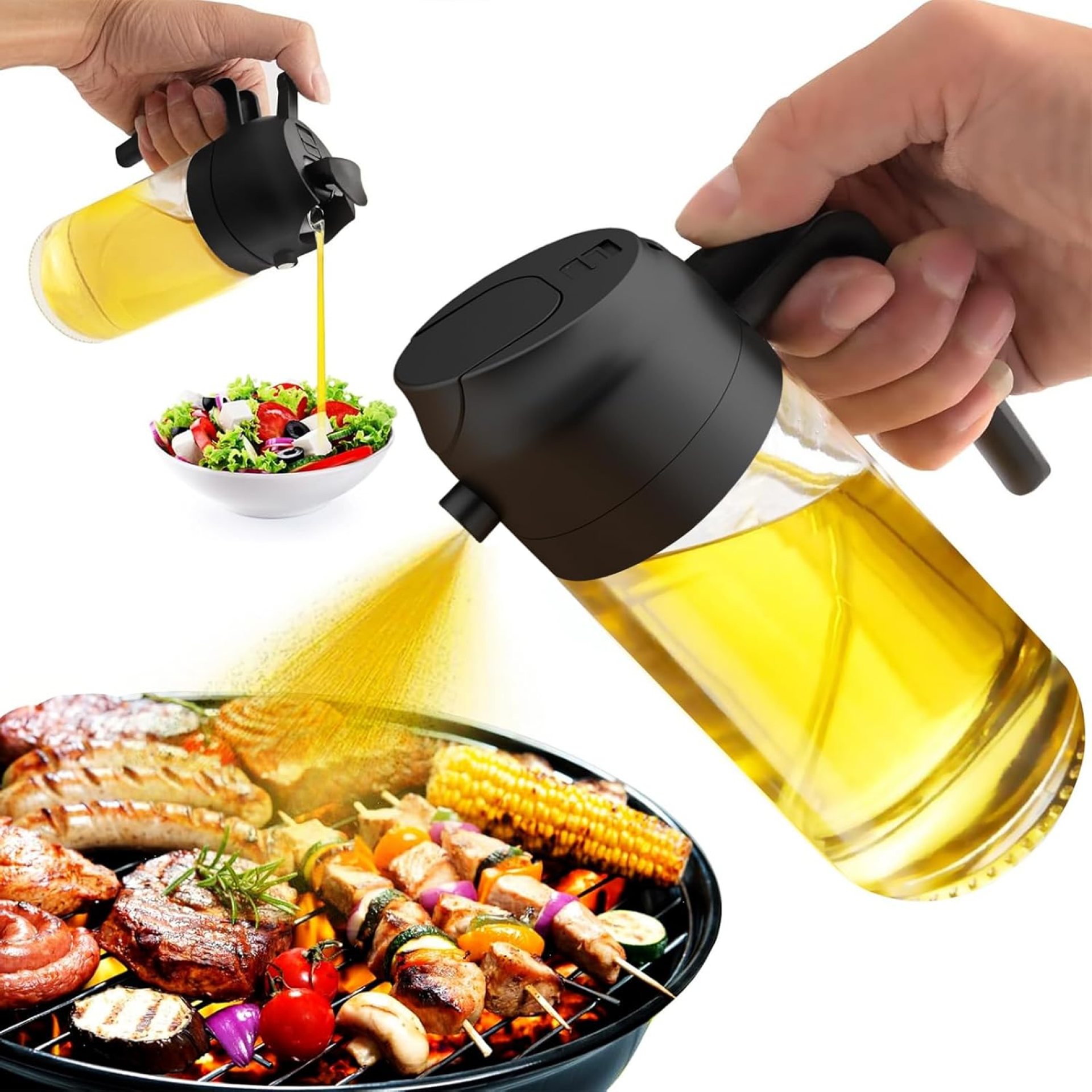2 in 1 Glass Oil Sprayer & Dispenser, 470ml Glass Olive Oil Sprayer,Cooking Oil Sprayer,Salad,16oz Oil Sprayer for Oil Bottle – Kitchen Gadgets 2 in 1 Glass Oil Sprayer & Dispenser, 470ml Glass Olive Oil Sprayer,Cooking Oil Sprayer,Salad,16oz Oil Sprayer for Oil Bottle – Kitchen Gadgets