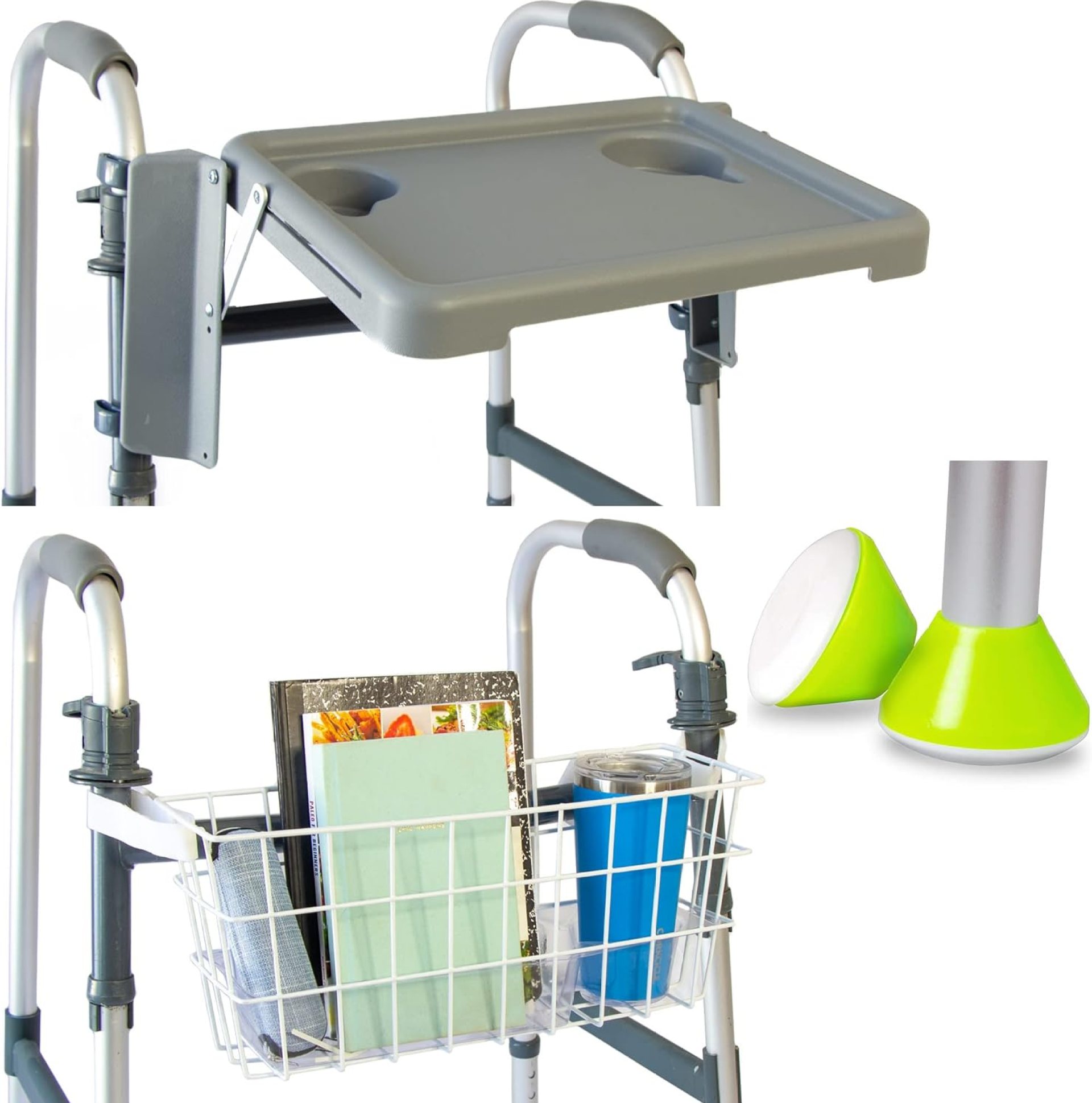 HealthSmart Walker Accessory Kit, Includes HealthSmart Walker Glides, HealthSmart Walker Basket, and DMI Folding Walker Tray, Fits Most Walkers HealthSmart Walker Accessory Kit, Includes HealthSmart Walker Glides, HealthSmart Walker Basket, and DMI Folding Walker Tray, Fits Most Walkers