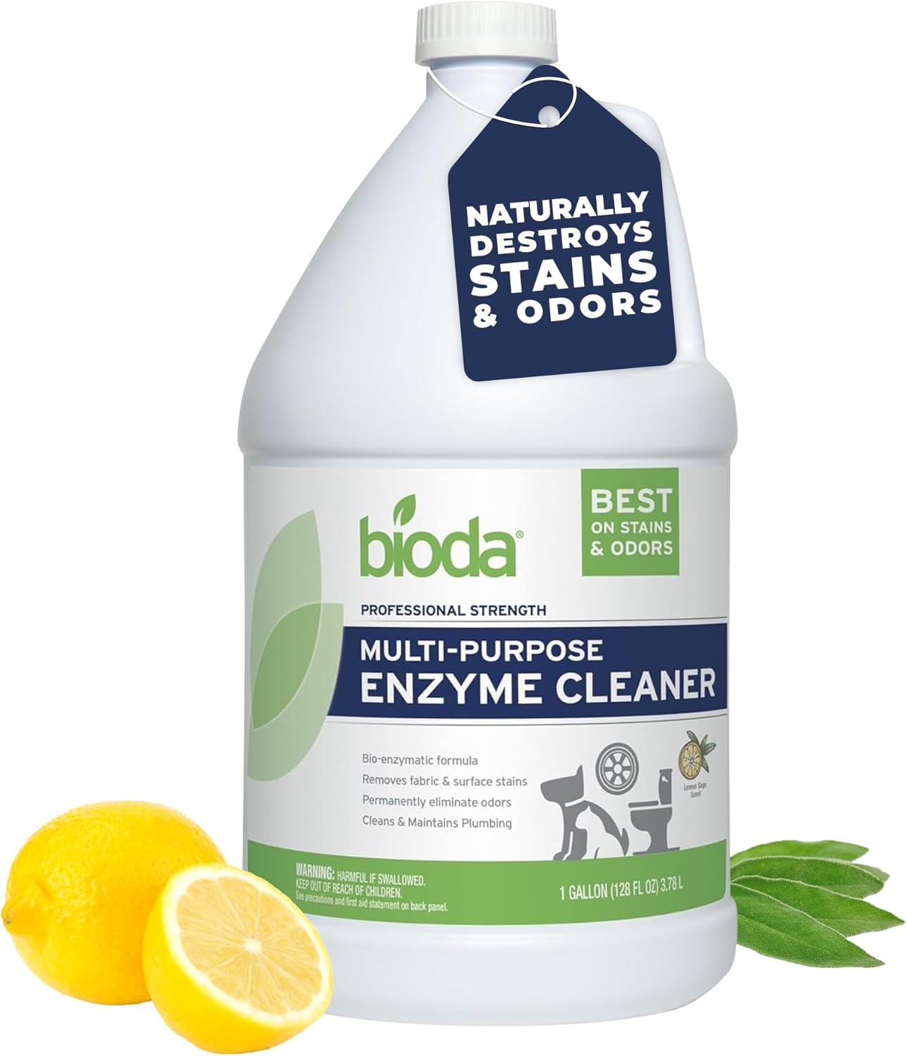 Bioda Multi-Purpose Probiotic Enzyme Cleaner and Deodorizer | Professional Strength | Trash Can Deodorizer, Pet Stains and Odors, Drains, Floors, Bathrooms, Toilets | Made in USA | 1 Gallon Bioda Multi-Purpose Probiotic Enzyme Cleaner and Deodorizer | Professional Strength | Trash Can Deodorizer, Pet Stains and Odors, Drains, Floors, Bathrooms, Toilets | Made in USA | 1 Gallon