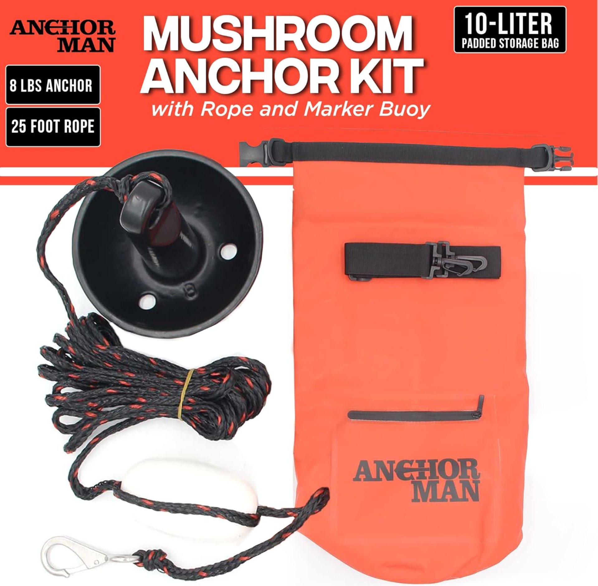 Anchor-Man Folding Kayak Complete Anchor Kit, Stainless Steel Shackles, Mushroom Anchor with 25 Feet Rope, Jet Ski Anchor Kit, Galvanized Navy Anchor Canoe Small Boat Anchor for Fishing Anchor-Man Folding Kayak Complete Anchor Kit, Stainless Steel Shackles, Mushroom Anchor with 25 Feet Rope, Jet Ski Anchor Kit, Galvanized Navy Anchor Canoe Small Boat Anchor for Fishing