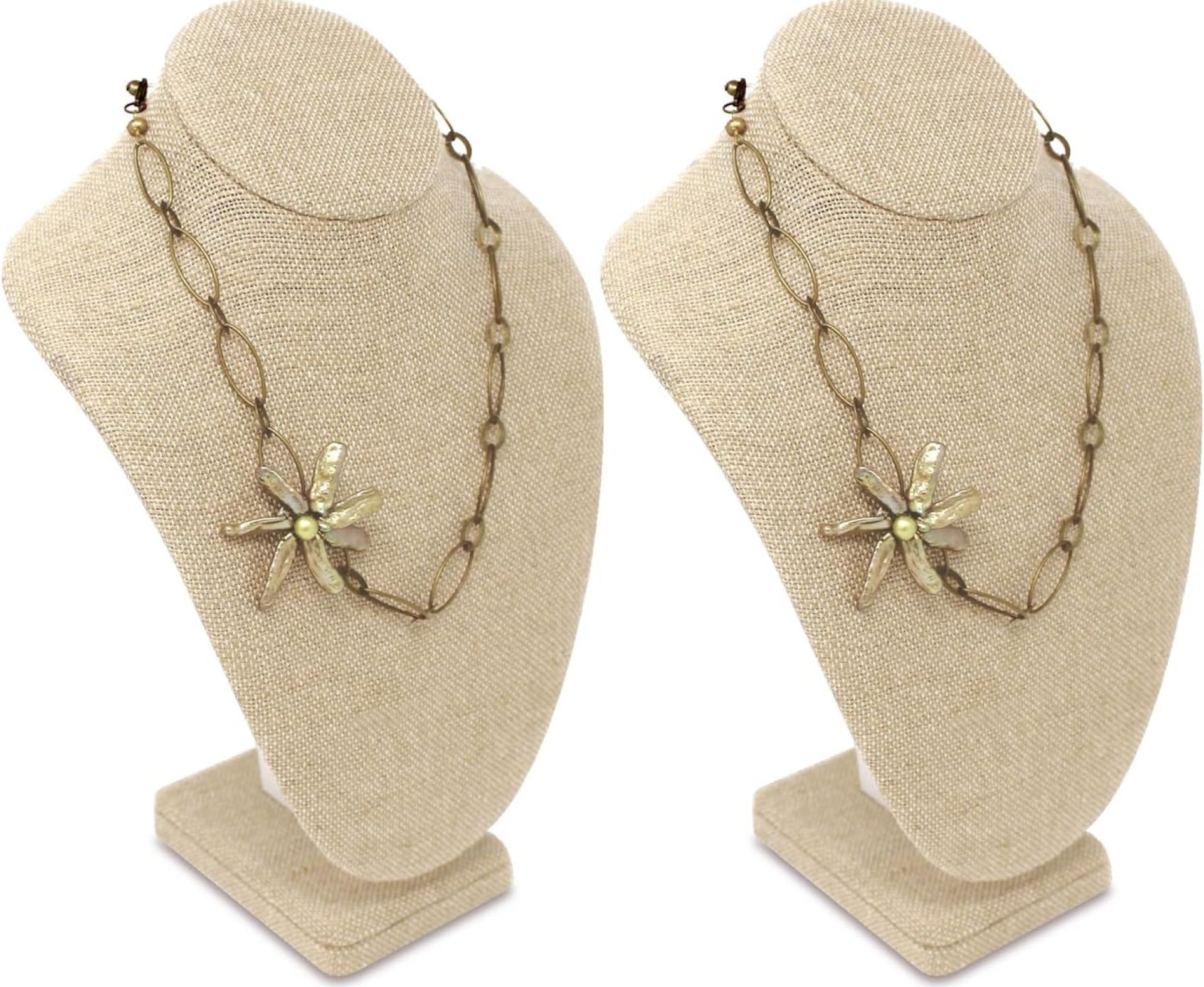 Ikee Design 2 Pcs Linen Necklace Chain Jewelry Bust Display Holder Stand, Necklaces Display Necklace Mannequin, Necklace Bust, Jewelry Bust Stand, 8 W x 4.25 D x 11.25 H in Ikee Design 2 Pcs Linen Necklace Chain Jewelry Bust Display Holder Stand, Necklaces Display Necklace Mannequin, Necklace Bust, Jewelry Bust Stand, 8 W x 4.25 D x 11.25 H in