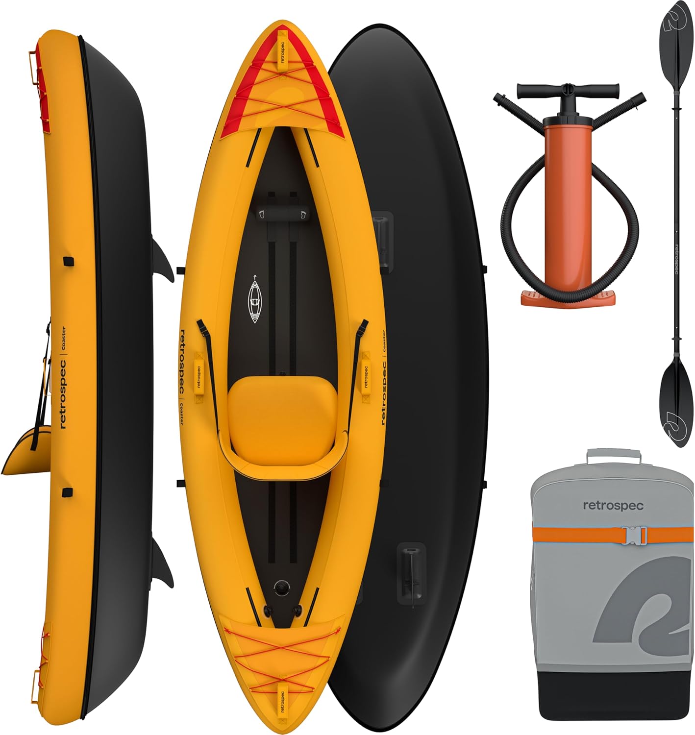 Retrospec Coaster Single & Tandem Inflatable Kayak – 1 & 2 Person Inflatable Kayak for Adults, 220 & 500lb Weight Capacity, Puncture Resistant, Lightweight Kayak with Adjustable Seats Paddle & Pump Retrospec Coaster Single & Tandem Inflatable Kayak – 1 & 2 Person Inflatable Kayak for Adults, 220 & 500lb Weight Capacity, Puncture Resistant, Lightweight Kayak with Adjustable Seats Paddle & Pump