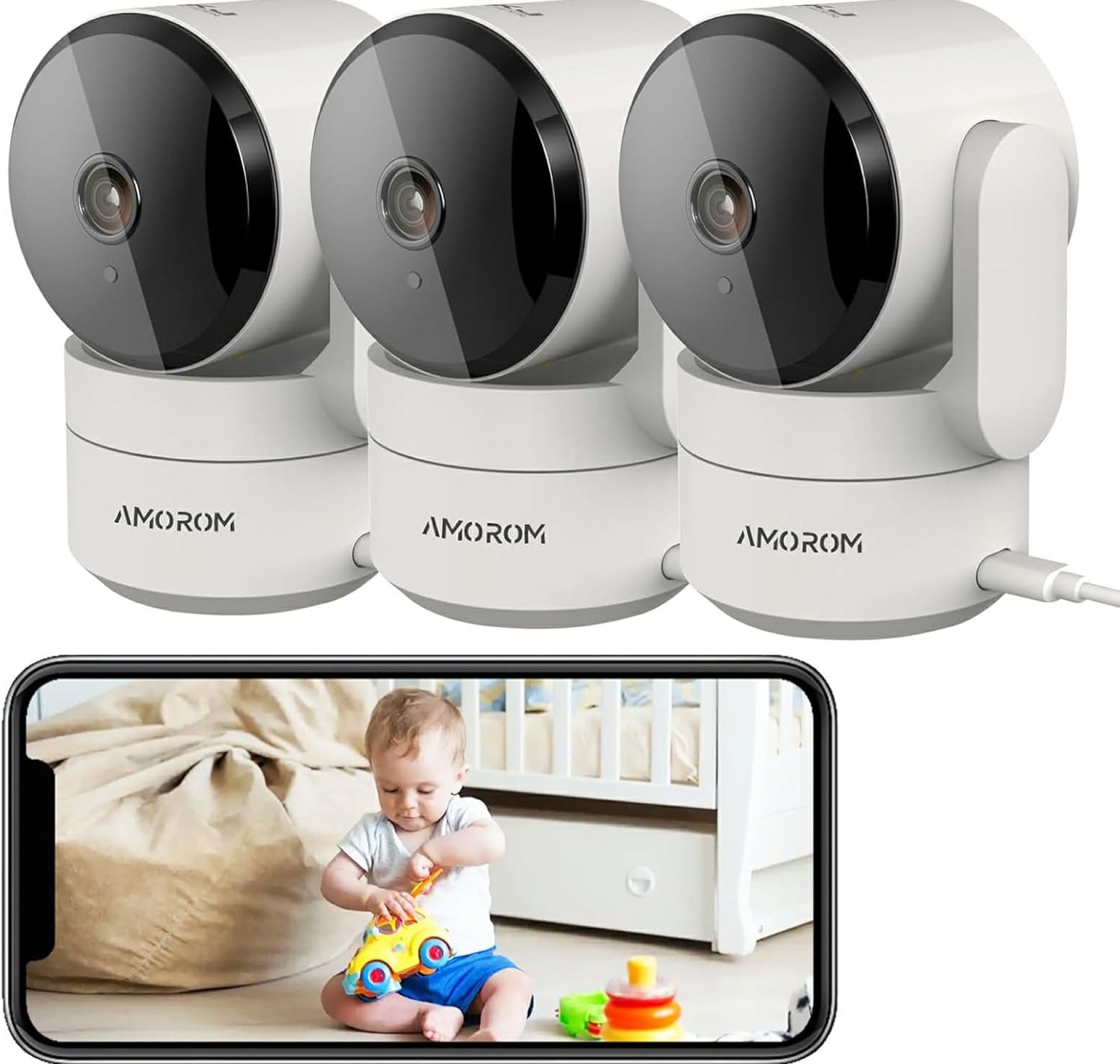 indoor Security Camera, 360 Pan/Tilt Home Security Camera for baby monitor,2-Way Audio,Night Vision,Motion Detection,Cloud & SD Card Storage,Pet Cameras Compatible with Alexa/Google,2.4GHz WiFi,3 Pack indoor Security Camera, 360 Pan/Tilt Home Security Camera for baby monitor,2-Way Audio,Night Vision,Motion Detection,Cloud & SD Card Storage,Pet Cameras Compatible with Alexa/Google,2.4GHz WiFi,3 Pack