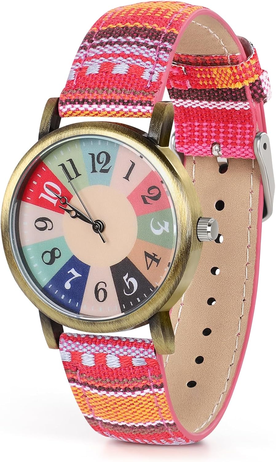 Watches for Women, Boho Woven Strap& PU Leather Watch, Multicoloured Rainbow Pattern Women’s Watch. Ladies Gift (warm red) Watches for Women, Boho Woven Strap& PU Leather Watch, Multicoloured Rainbow Pattern Women’s Watch. Ladies Gift (warm red)