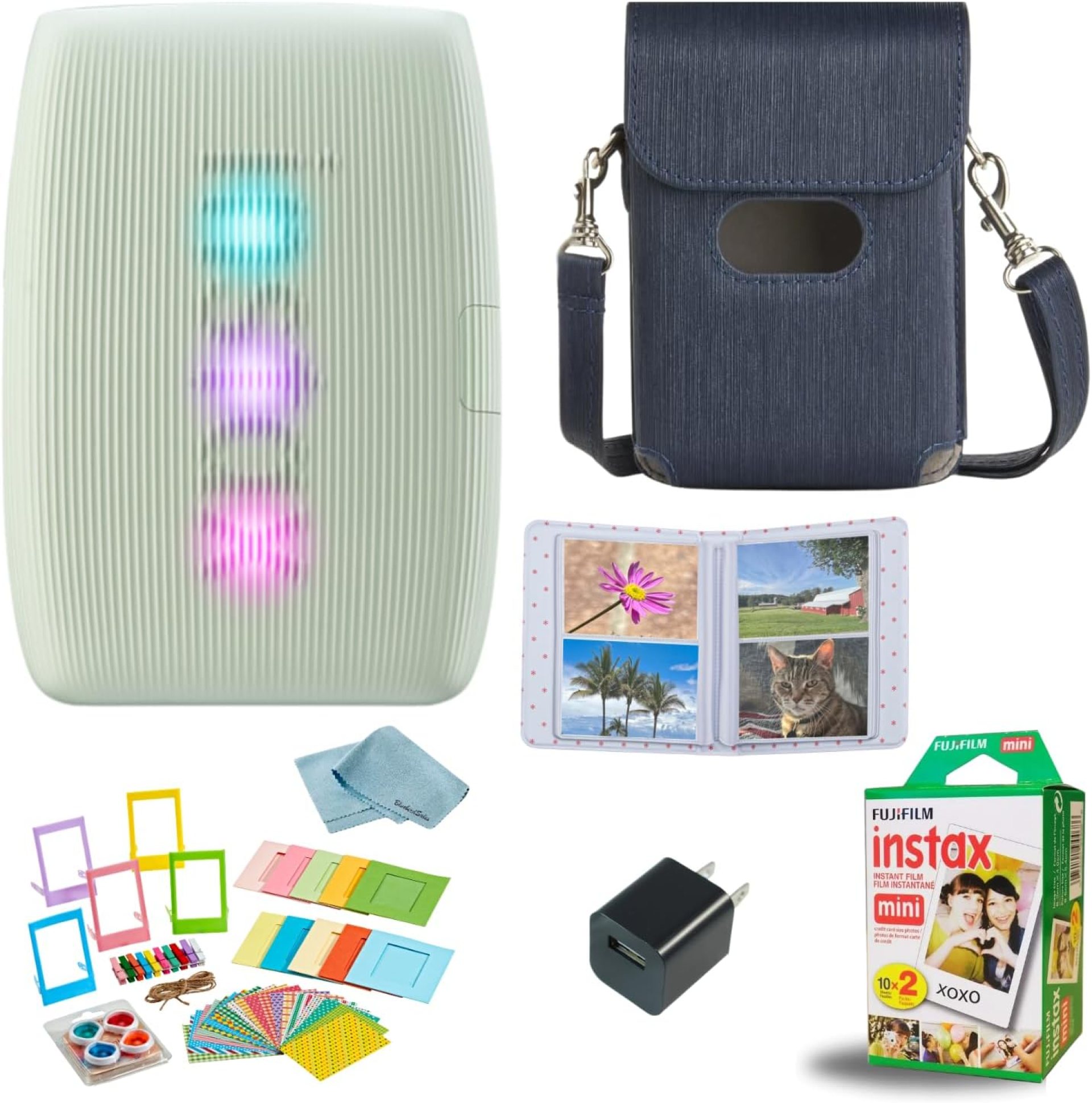Fujifilm INSTAX Mini Link 3 Smartphone Printer + INSTAX Mini Instant Film (20 Sheets) + USB Wall Charger + BluebirdSales Travel Bag, Photo Album, Microfiber Cleaning Cloth (Sage Green) Fujifilm INSTAX Mini Link 3 Smartphone Printer + INSTAX Mini Instant Film (20 Sheets) + USB Wall Charger + BluebirdSales Travel Bag, Photo Album, Microfiber Cleaning Cloth (Sage Green)