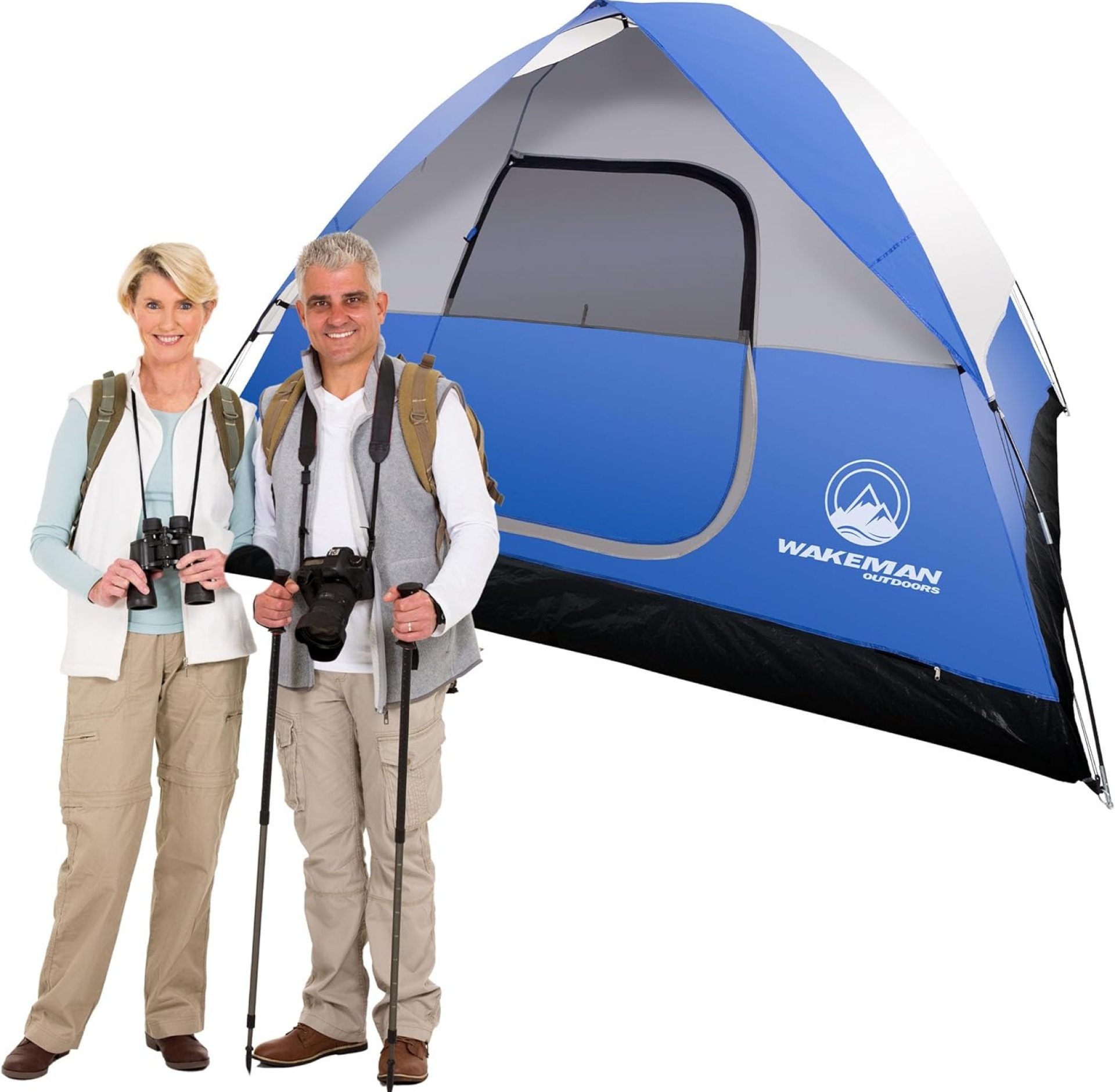 6 Person Camping Tent – Water-Resistant Family Tent for Camping with Removable Rain Fly, Storage Pocket, and Carrying Bag by Wakeman Outdoors (Blue) 6 Person Camping Tent – Water-Resistant Family Tent for Camping with Removable Rain Fly, Storage Pocket, and Carrying Bag by Wakeman Outdoors (Blue)