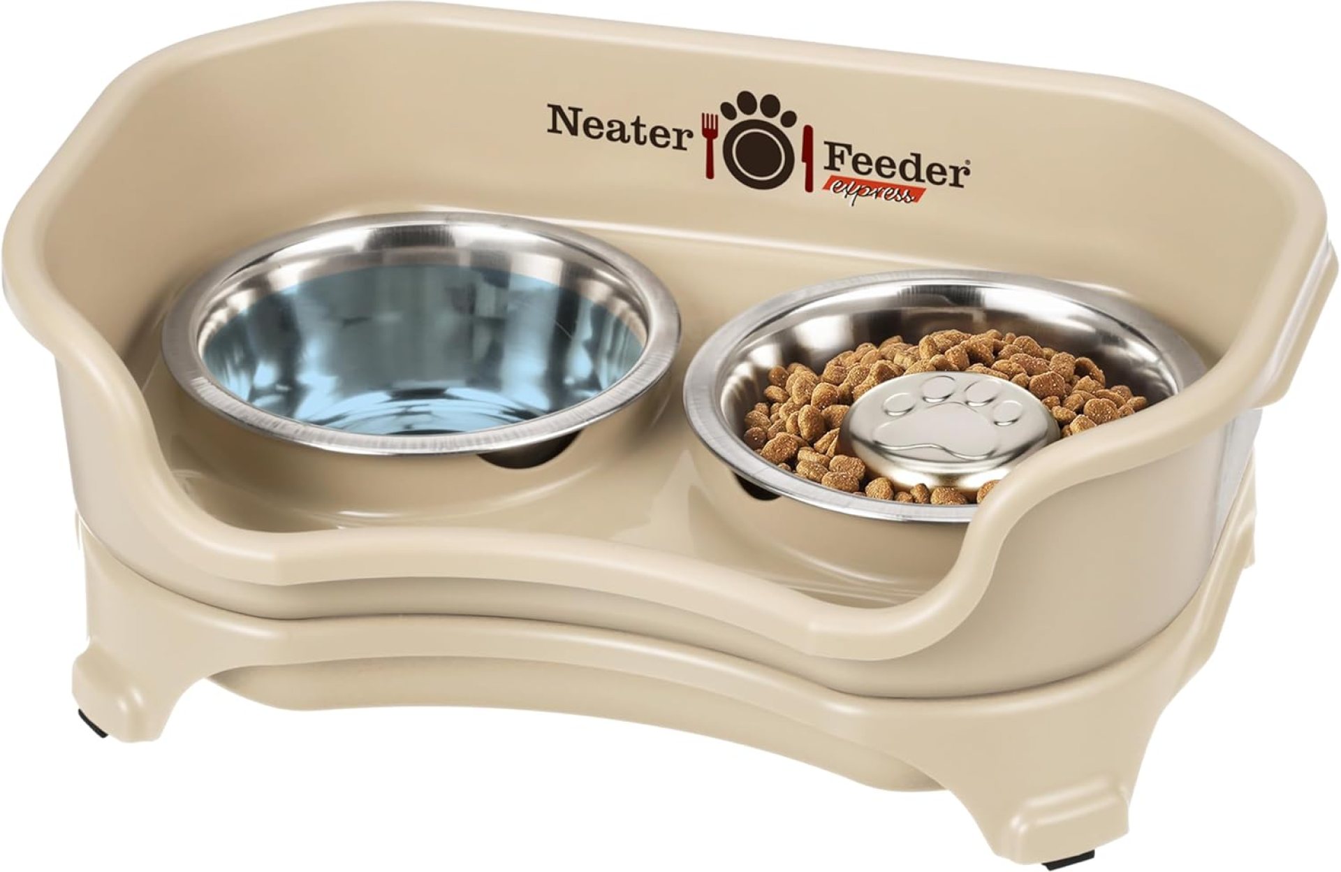 Neater Feeder Express Mess Proof Dog Bowls Elevated for Small Breed – Made in USA – No Spill Raised Slow Feeder Elevated Dog Bowl Stand, Stainless Steel Food and Water Bowl Set, Almond Neater Feeder Express Mess Proof Dog Bowls Elevated for Small Breed – Made in USA – No Spill Raised Slow Feeder Elevated Dog Bowl Stand, Stainless Steel Food and Water Bowl Set, Almond