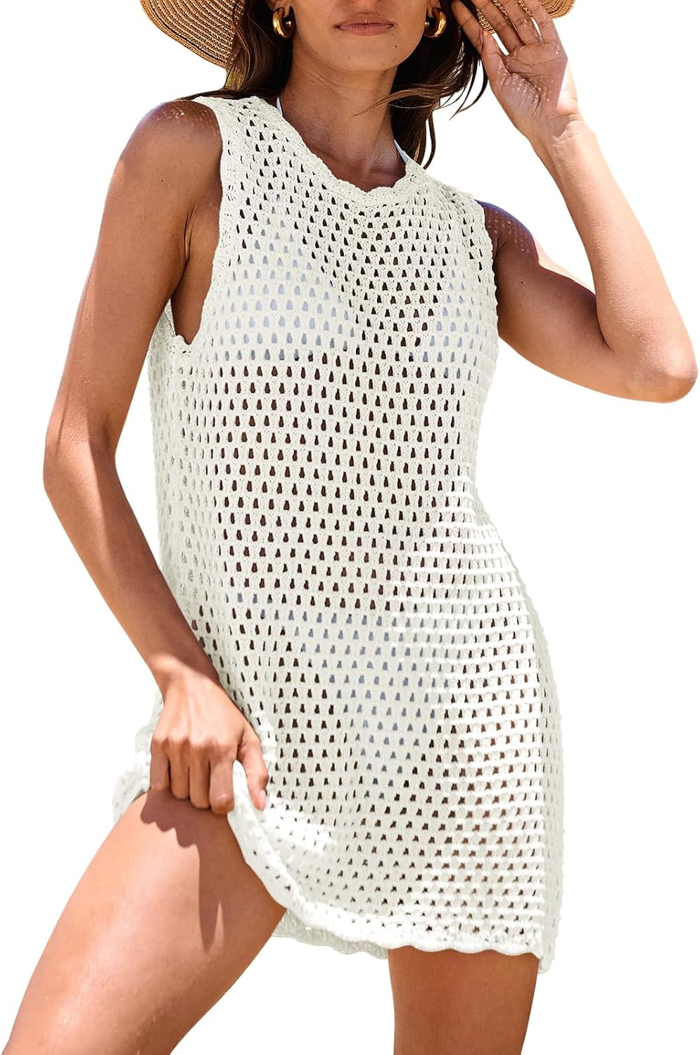 ANRABESS Womens Swimsuit Cover Up Sleeveless Knit 2025 Summer Outfits Swimwear Bathing Suit Coverup Crochet Beach Dress ANRABESS Womens Swimsuit Cover Up Sleeveless Knit 2025 Summer Outfits Swimwear Bathing Suit Coverup Crochet Beach Dress