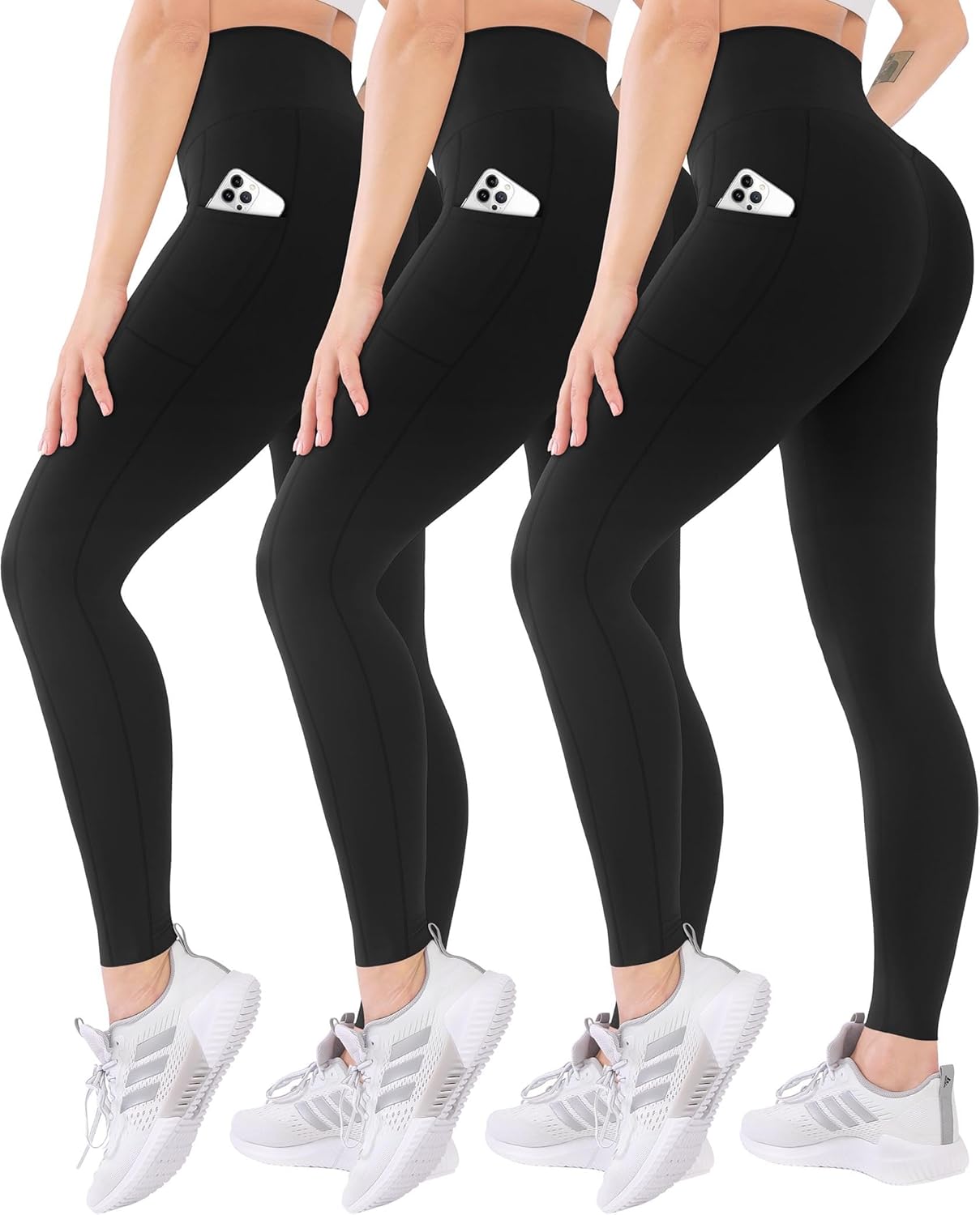 Blisset 3 Pack High Waisted Leggings for Women-Soft Athletic Tummy Control Pants for Running Yoga Workout Reg & Plus Size Blisset 3 Pack High Waisted Leggings for Women-Soft Athletic Tummy Control Pants for Running Yoga Workout Reg & Plus Size