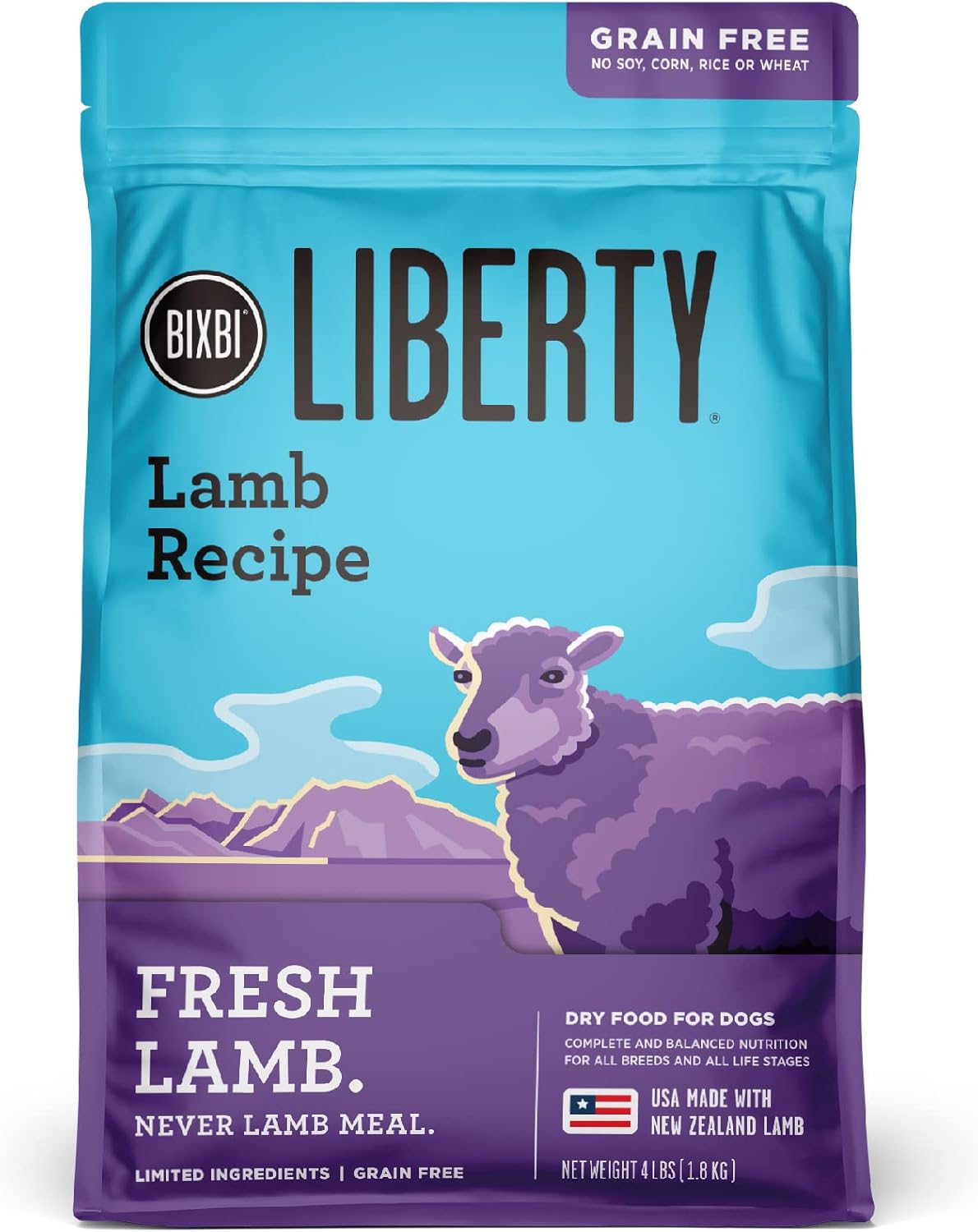 BIXBI Liberty Grain Free Dry Dog Food, Lamb Recipe, 4 lbs – Fresh Meat, No Meat Meal, No Fillers – Gently Steamed & Cooked – No Soy, Corn, Rice or Wheat for Easy Digestion – USA Made BIXBI Liberty Grain Free Dry Dog Food, Lamb Recipe, 4 lbs – Fresh Meat, No Meat Meal, No Fillers – Gently Steamed & Cooked – No Soy, Corn, Rice or Wheat for Easy Digestion – USA Made
