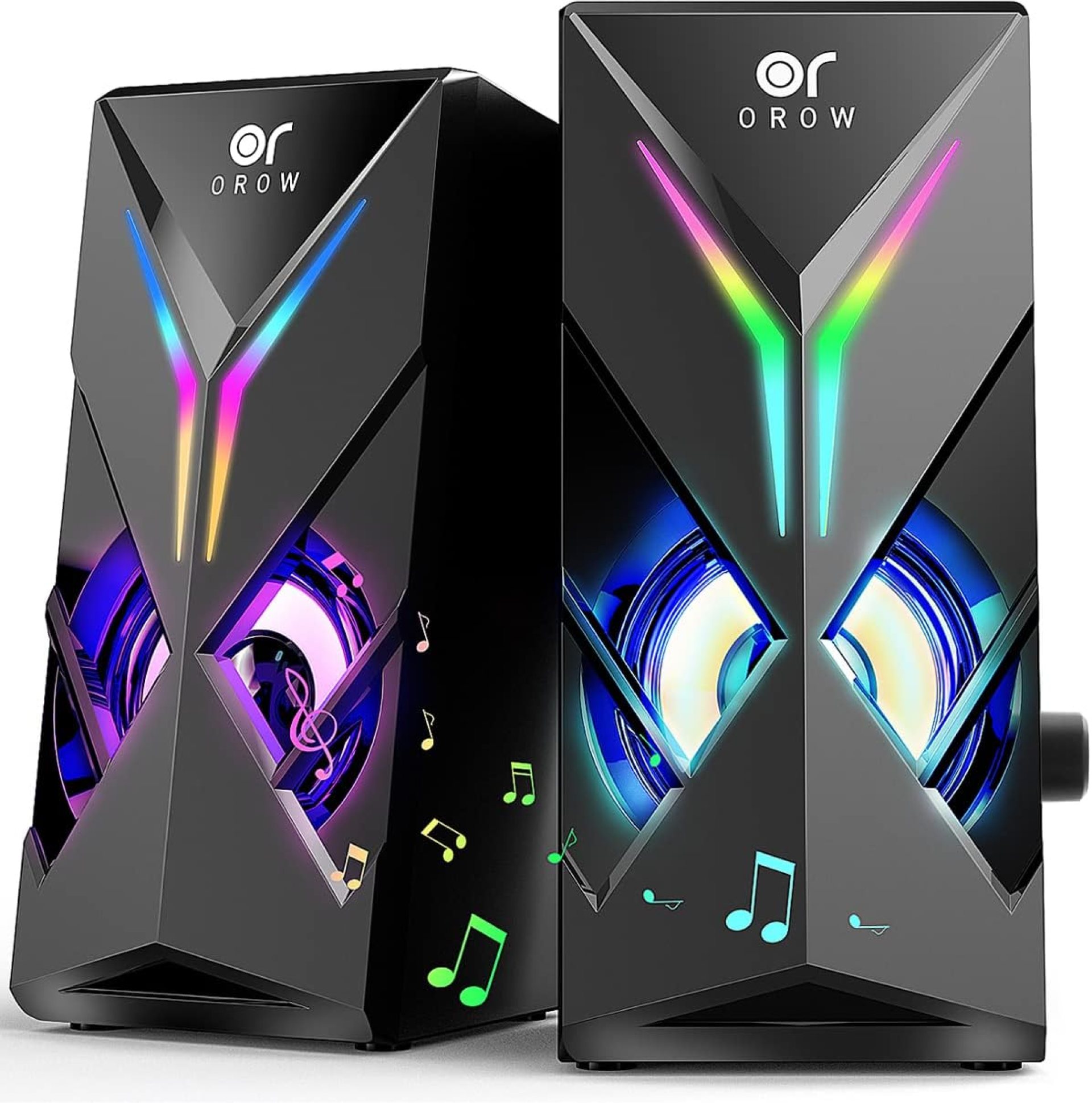 OROW 10W RGB Computer Speakers with Volume Control, Colorful LED Gaming Speakers for PC/Desktop/Laptop/Monitor, 3.5mm Aux Input, Lights On/Off Option (S201) OROW 10W RGB Computer Speakers with Volume Control, Colorful LED Gaming Speakers for PC/Desktop/Laptop/Monitor, 3.5mm Aux Input, Lights On/Off Option (S201)