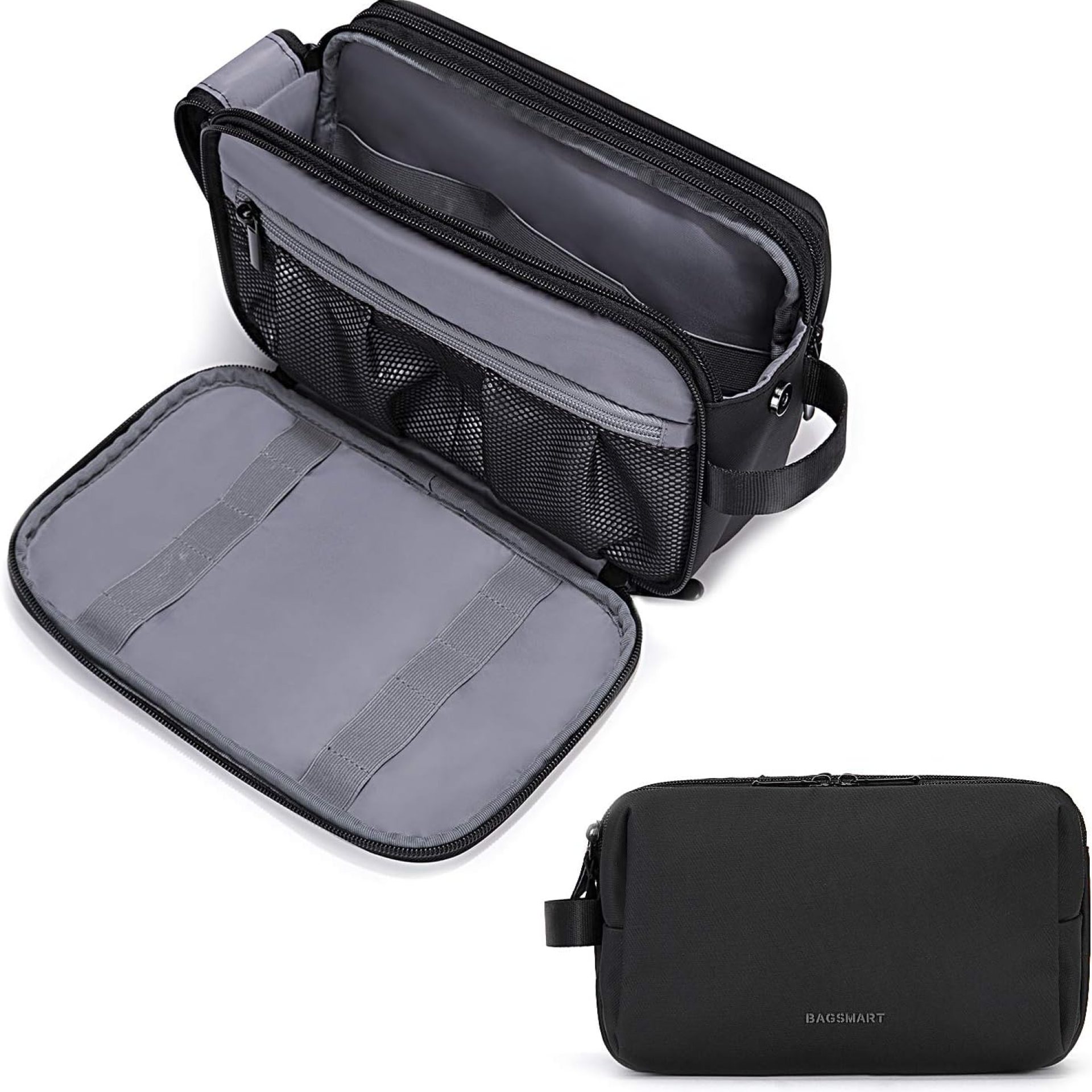 BAGSMART Toiletry Bag for Men, Travel Toiletry Organizer Dopp Kit Water-resistant Shaving Bag for Toiletries Accessories, Door Room Essentials, Black-medium BAGSMART Toiletry Bag for Men, Travel Toiletry Organizer Dopp Kit Water-resistant Shaving Bag for Toiletries Accessories, Door Room Essentials, Black-medium