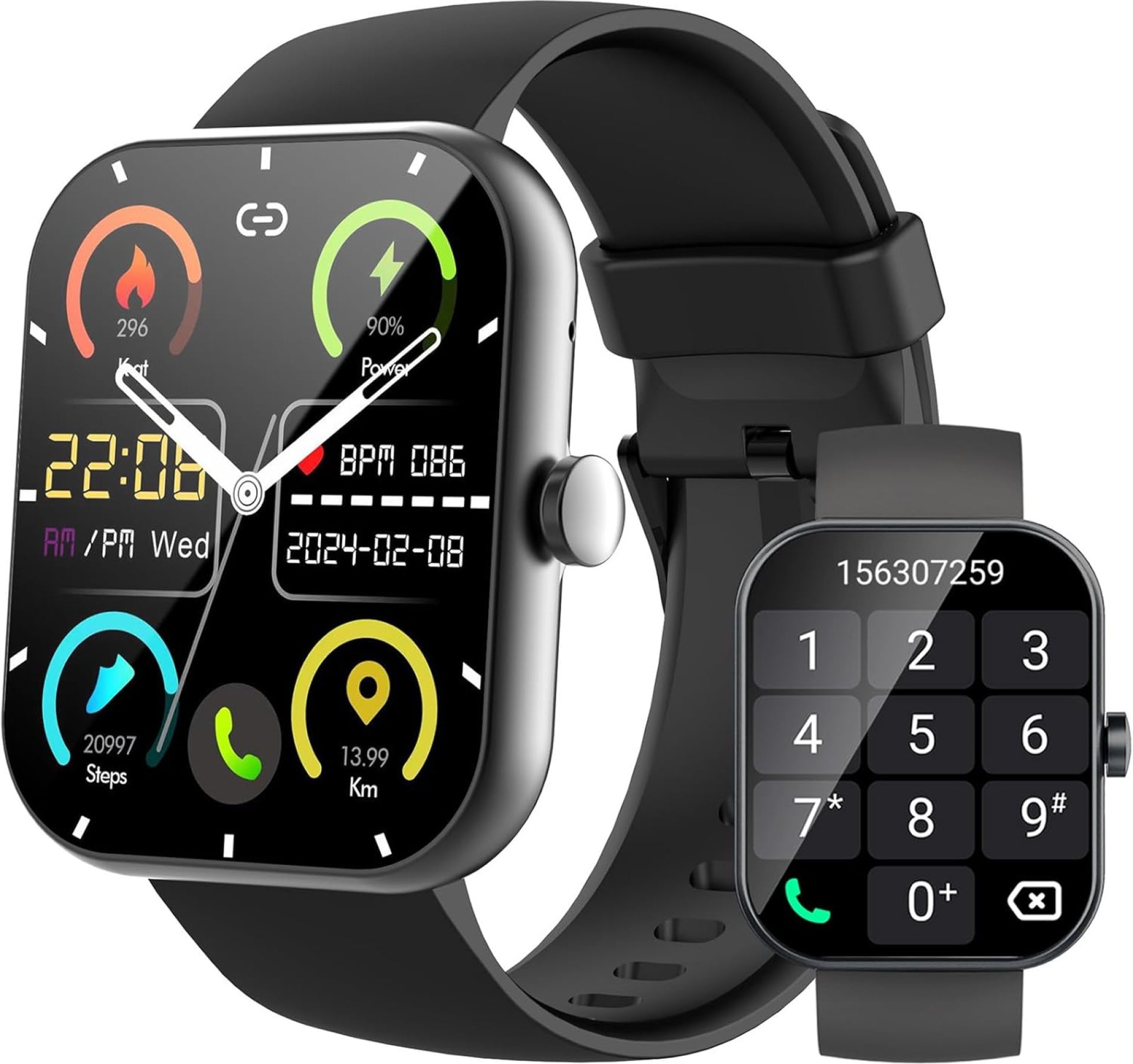 Smart Watch(Answer/Make Calls), 1.96″ HD Smartwatches for Men Women, Fitness Tracker with Heart Rate SpO2 Sleep Monitor, Pedometer, 100+ Sport Modes, IP68 Waterproof, Activity Tracker for iOS Android Smart Watch(Answer/Make Calls), 1.96″ HD Smartwatches for Men Women, Fitness Tracker with Heart Rate SpO2 Sleep Monitor, Pedometer, 100+ Sport Modes, IP68 Waterproof, Activity Tracker for iOS Android