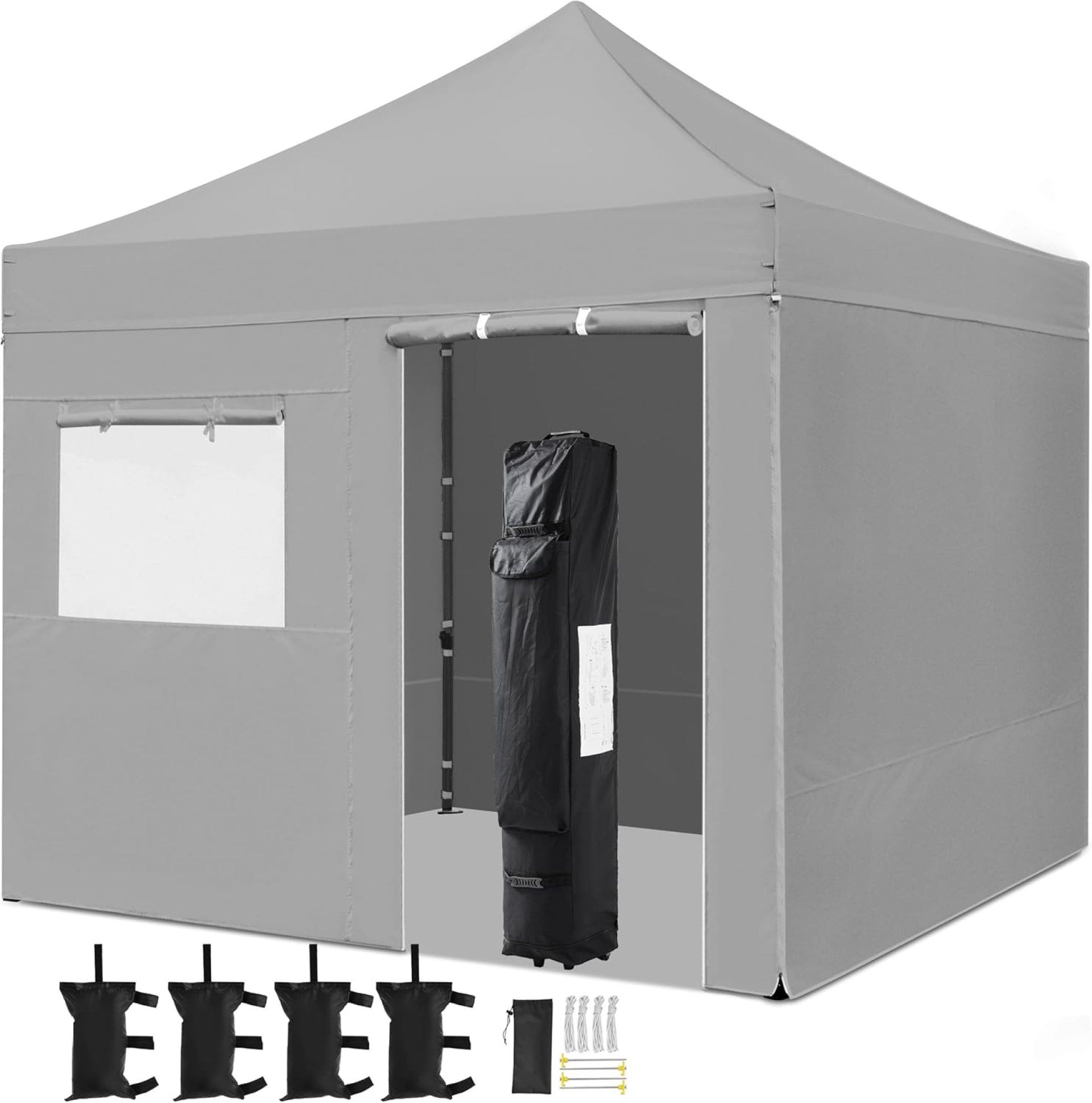 Yaheetech 10×10 Pop Up Commercial Canopy Tent with 4 Removable Sidewalls, Sandbags, Stakes & Ropes, Waterproof Instant Canopies for Wedding Party Commercial Event Pavilion, Light Gray Yaheetech 10×10 Pop Up Commercial Canopy Tent with 4 Removable Sidewalls, Sandbags, Stakes & Ropes, Waterproof Instant Canopies for Wedding Party Commercial Event Pavilion, Light Gray