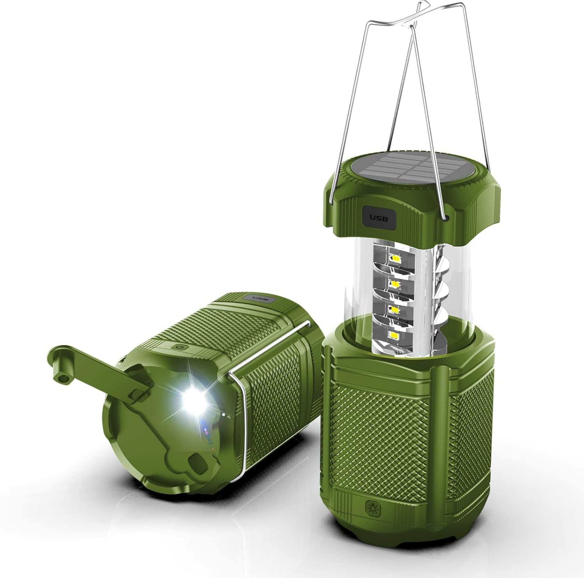 Camping Lantern 5000mAh Solar Hand Crank Telescopic LED Flashlight USB Charger for Power Outages ,Portable Rechargeable Battery Powered Operated Lanterns Lamp, Camping Gear Accessories (Green) Camping Lantern 5000mAh Solar Hand Crank Telescopic LED Flashlight USB Charger for Power Outages ,Portable Rechargeable Battery Powered Operated Lanterns Lamp, Camping Gear Accessories (Green)