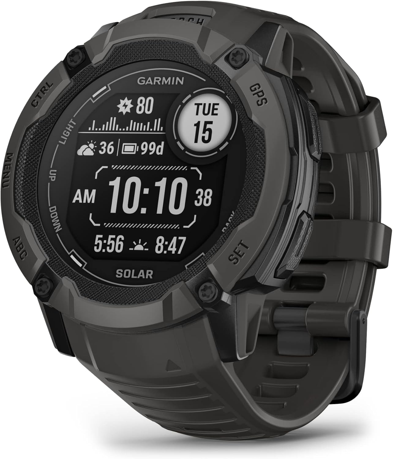 Garmin Instinct 2X Solar, Rugged GPS Smartwatch, Built-in Flashlight, Solar Charging Capability, Multi-Band GNSS, Graphite Garmin Instinct 2X Solar, Rugged GPS Smartwatch, Built-in Flashlight, Solar Charging Capability, Multi-Band GNSS, Graphite