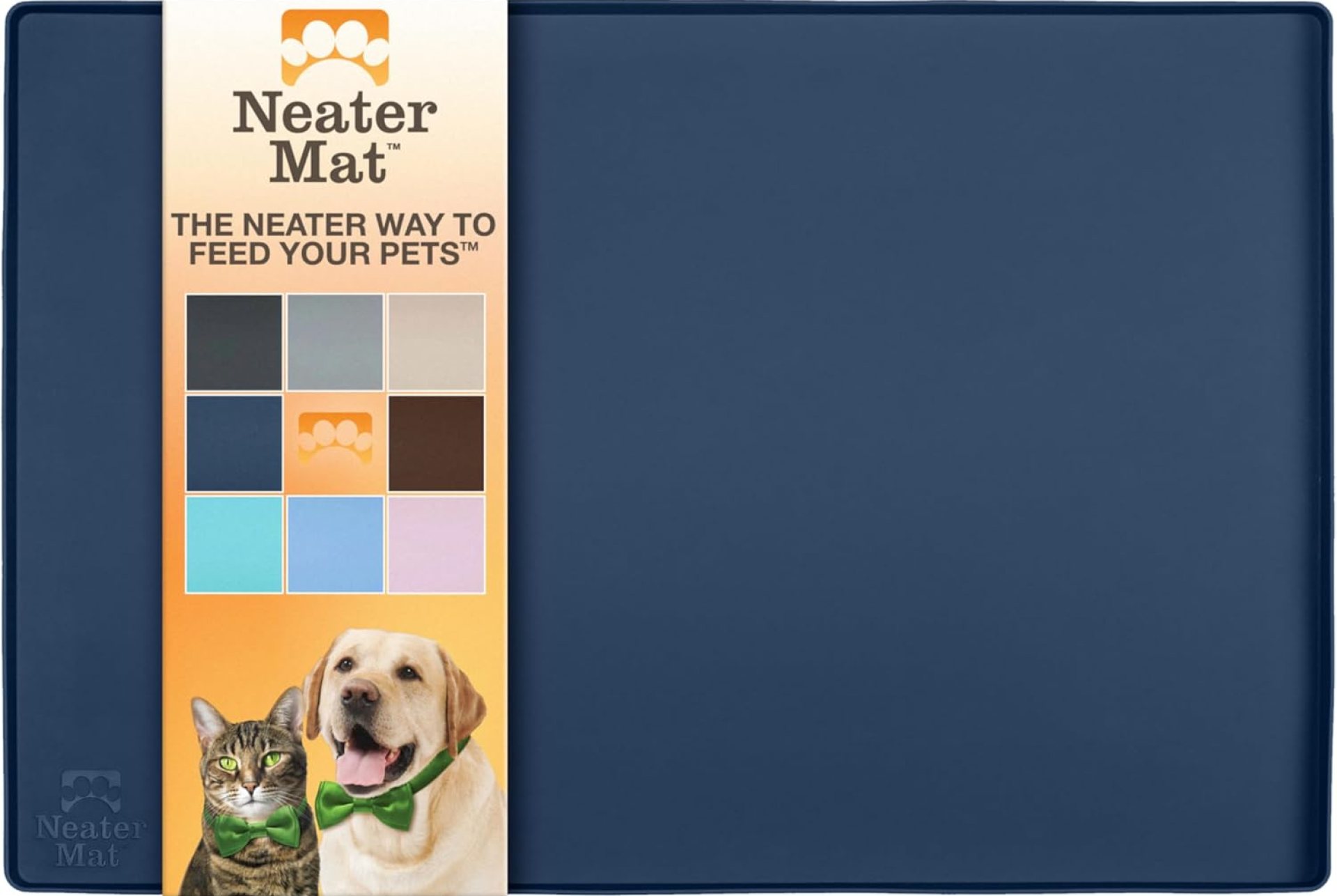 Neater Pets’ Neater Mat Pet Mats for Food and Water, Cat & Dog Bowl Mat Waterproof Silicone, Feeding Tray, Dog Food Mats for Floors, Pad for Under Bowls, Placemat w/Raised Edge, 24″ x 16″, Dark Blue Neater Pets’ Neater Mat Pet Mats for Food and Water, Cat & Dog Bowl Mat Waterproof Silicone, Feeding Tray, Dog Food Mats for Floors, Pad for Under Bowls, Placemat w/Raised Edge, 24″ x 16″, Dark Blue