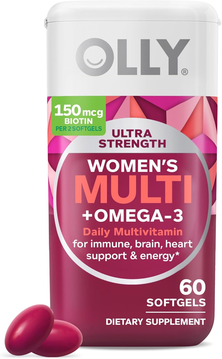 OLLY Ultra Women’s Multi Softgels, Overall Health and Immune Support, Omega-3s, Iron, Vitamins A, D, C, E, B12, Daily Multivitamin, 30 Day Supply – 60 Count OLLY Ultra Women’s Multi Softgels, Overall Health and Immune Support, Omega-3s, Iron, Vitamins A, D, C, E, B12, Daily Multivitamin, 30 Day Supply – 60 Count
