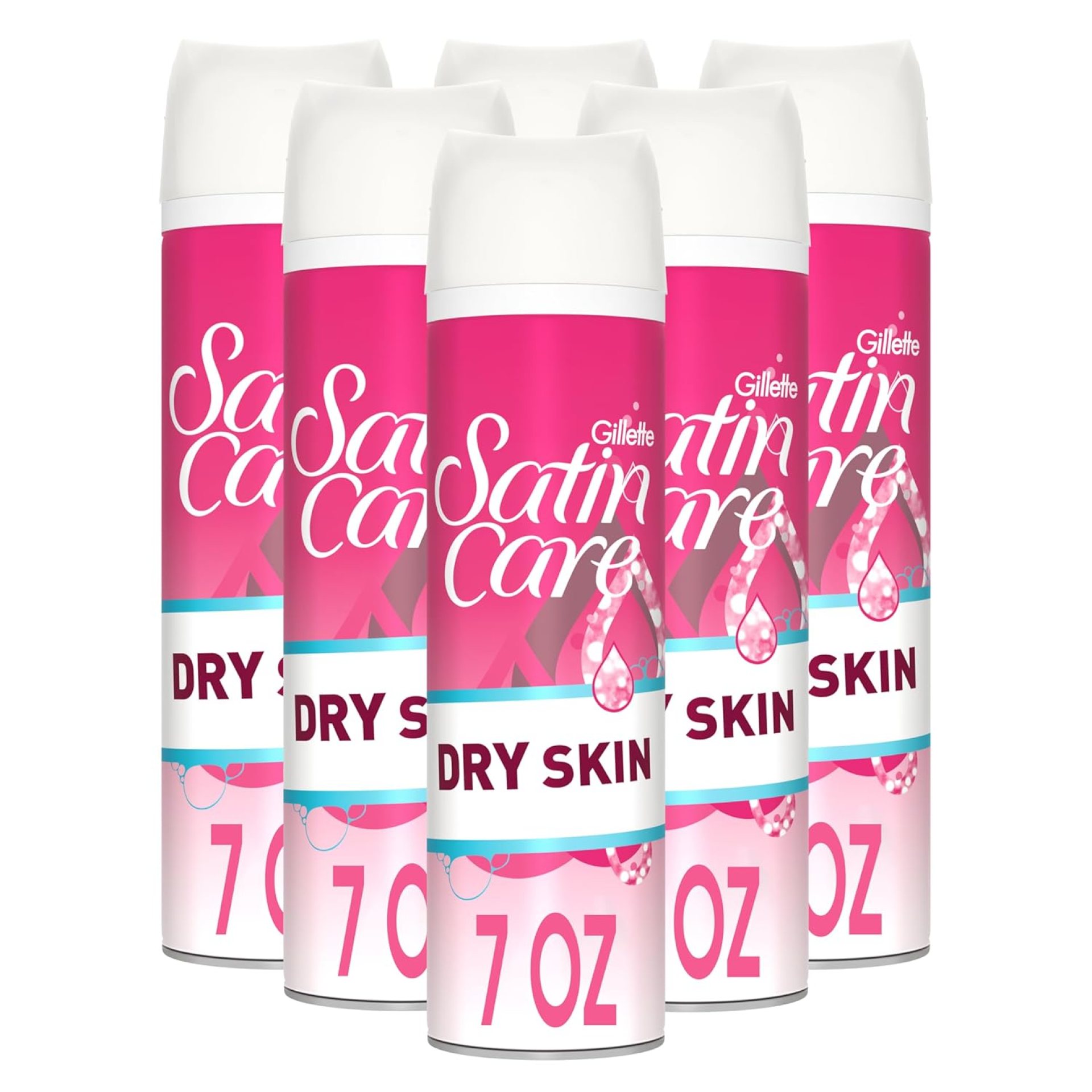 Gillette Venus Satin Care Dry Skin Shave Gel for Women, 6 Count, 7oz Each, Infused with Shea Butter for a Comfortable Shave Gillette Venus Satin Care Dry Skin Shave Gel for Women, 6 Count, 7oz Each, Infused with Shea Butter for a Comfortable Shave