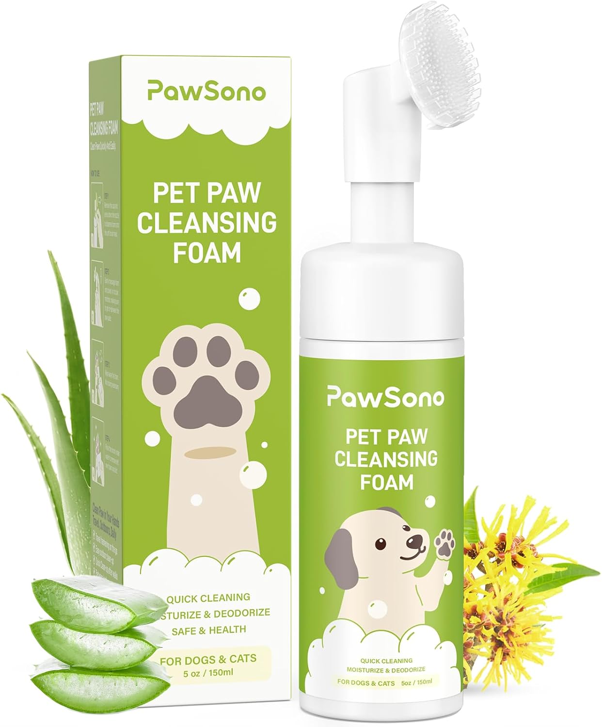 Dog & Cat Paw Cleaner, No-Rinse Foaming Pet Foot Washer with Built-in Scrubber Brush for Dirty, Muddy Paws – Suitable for Small, Medium & Large Dogs, Small Animals, Puppies, Kittens (5 fl oz) Dog & Cat Paw Cleaner, No-Rinse Foaming Pet Foot Washer with Built-in Scrubber Brush for Dirty, Muddy Paws – Suitable for Small, Medium & Large Dogs, Small Animals, Puppies, Kittens (5 fl oz)