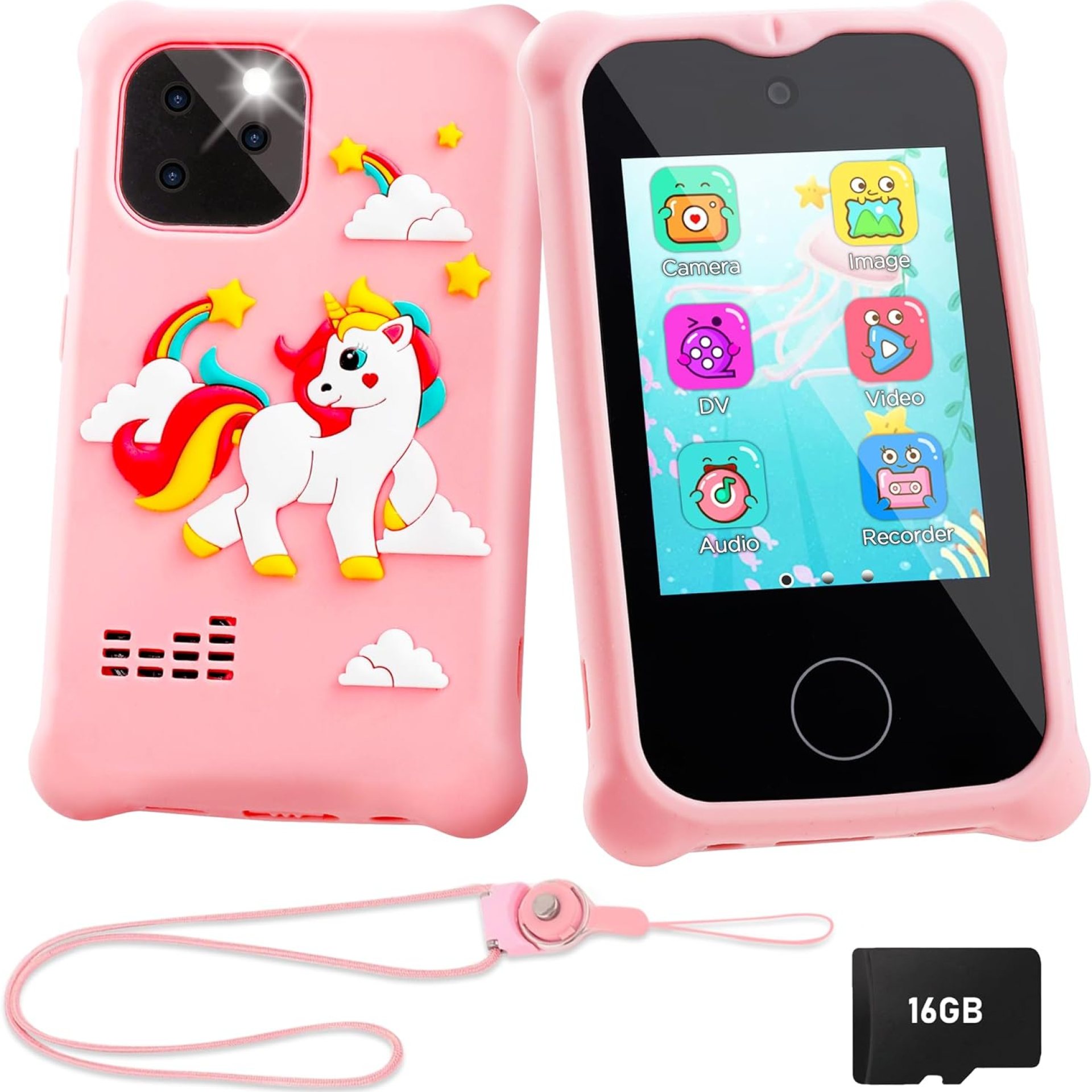 Kids Smart Phone for Girls, Christmas Birthday Gift for Girls Age 3-10 Kids Toys Cell Phone, Toddler Play Phone Toys with HD Dual Camera, Music Player, 16G SD Card (Touchscreen) Kids Smart Phone for Girls, Christmas Birthday Gift for Girls Age 3-10 Kids Toys Cell Phone, Toddler Play Phone Toys with HD Dual Camera, Music Player, 16G SD Card (Touchscreen)