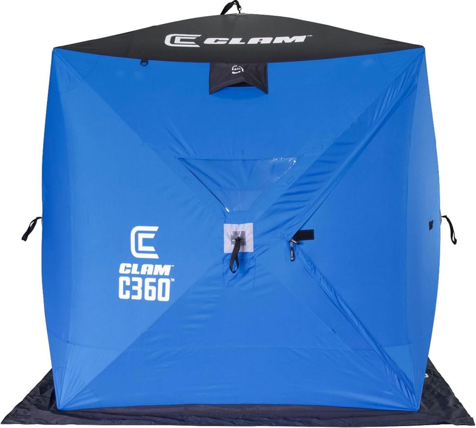 CLAM Lightweight Portable Pop Up Ice Fishing Angler Thermal Hub Shelter Tent with Anchors, Tie Ropes, and Carrying Bag CLAM Lightweight Portable Pop Up Ice Fishing Angler Thermal Hub Shelter Tent with Anchors, Tie Ropes, and Carrying Bag
