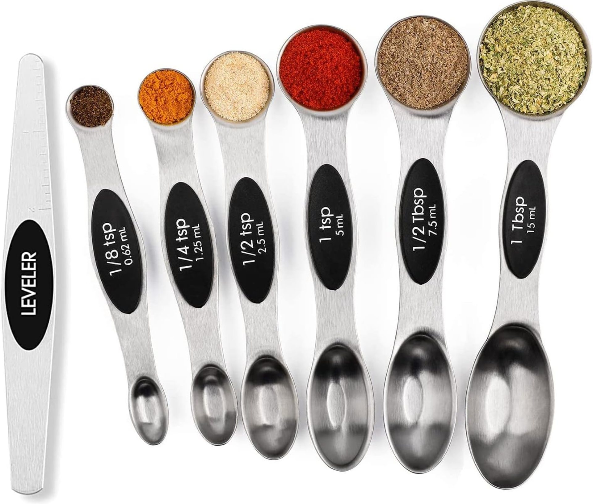Magnetic Measuring Spoons Set Stainless Steel with Leveler, Stackable Metal Tablespoon Measure Spoon for Baking, Cups and Spoon Set Kitchen Gadgets Apartment Essentials Fits in Spice Jars Magnetic Measuring Spoons Set Stainless Steel with Leveler, Stackable Metal Tablespoon Measure Spoon for Baking, Cups and Spoon Set Kitchen Gadgets Apartment Essentials Fits in Spice Jars