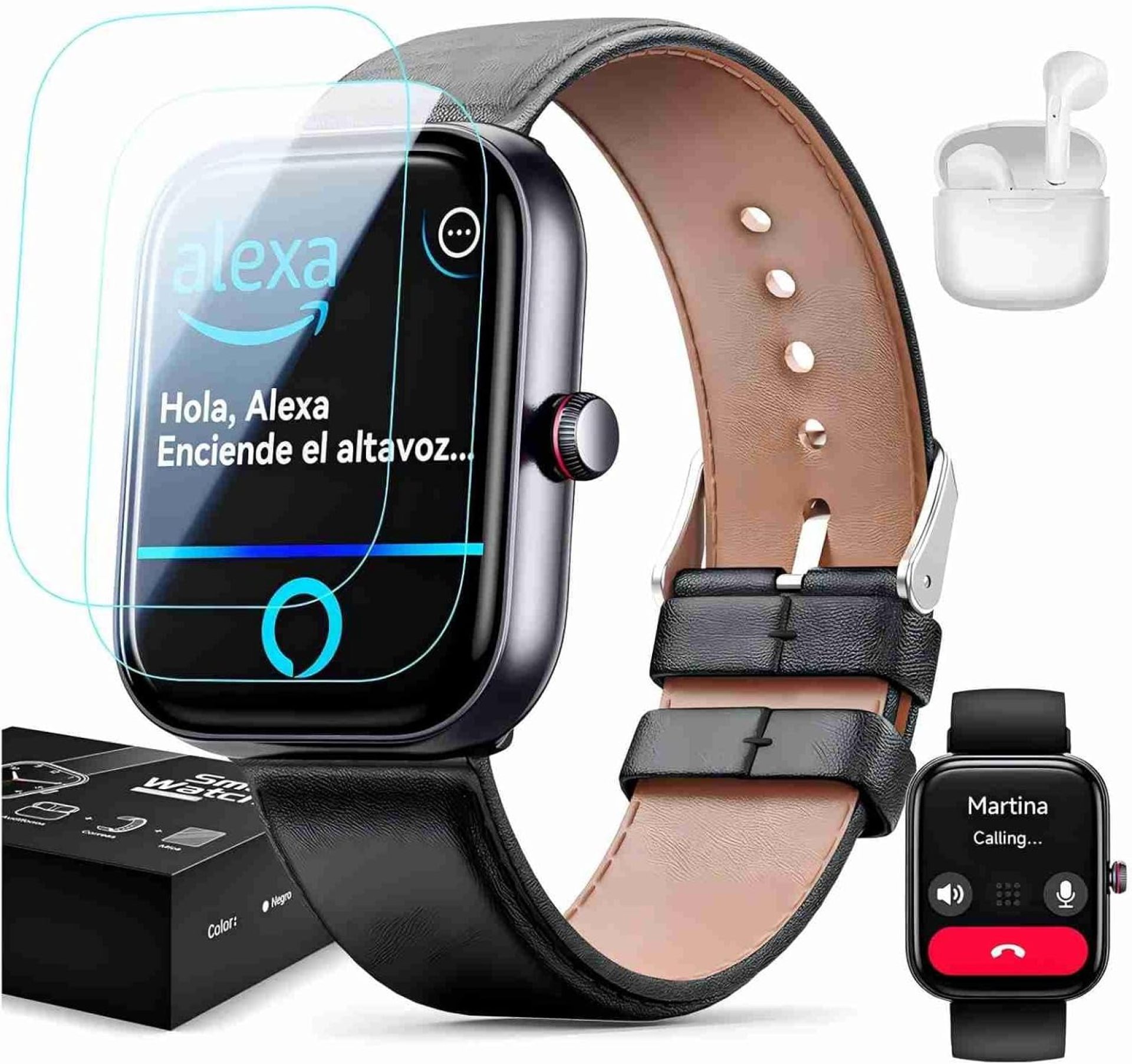 Smart Watch for Women Men, Smartwatch for iPhone & Android Bluetooth (Answer/Call) Built-in Alexa, 1.91″ HD Fitness Tracker, Package with 2 Straps and Wireless Headphones, Screen Protector Smart Watch for Women Men, Smartwatch for iPhone & Android Bluetooth (Answer/Call) Built-in Alexa, 1.91″ HD Fitness Tracker, Package with 2 Straps and Wireless Headphones, Screen Protector