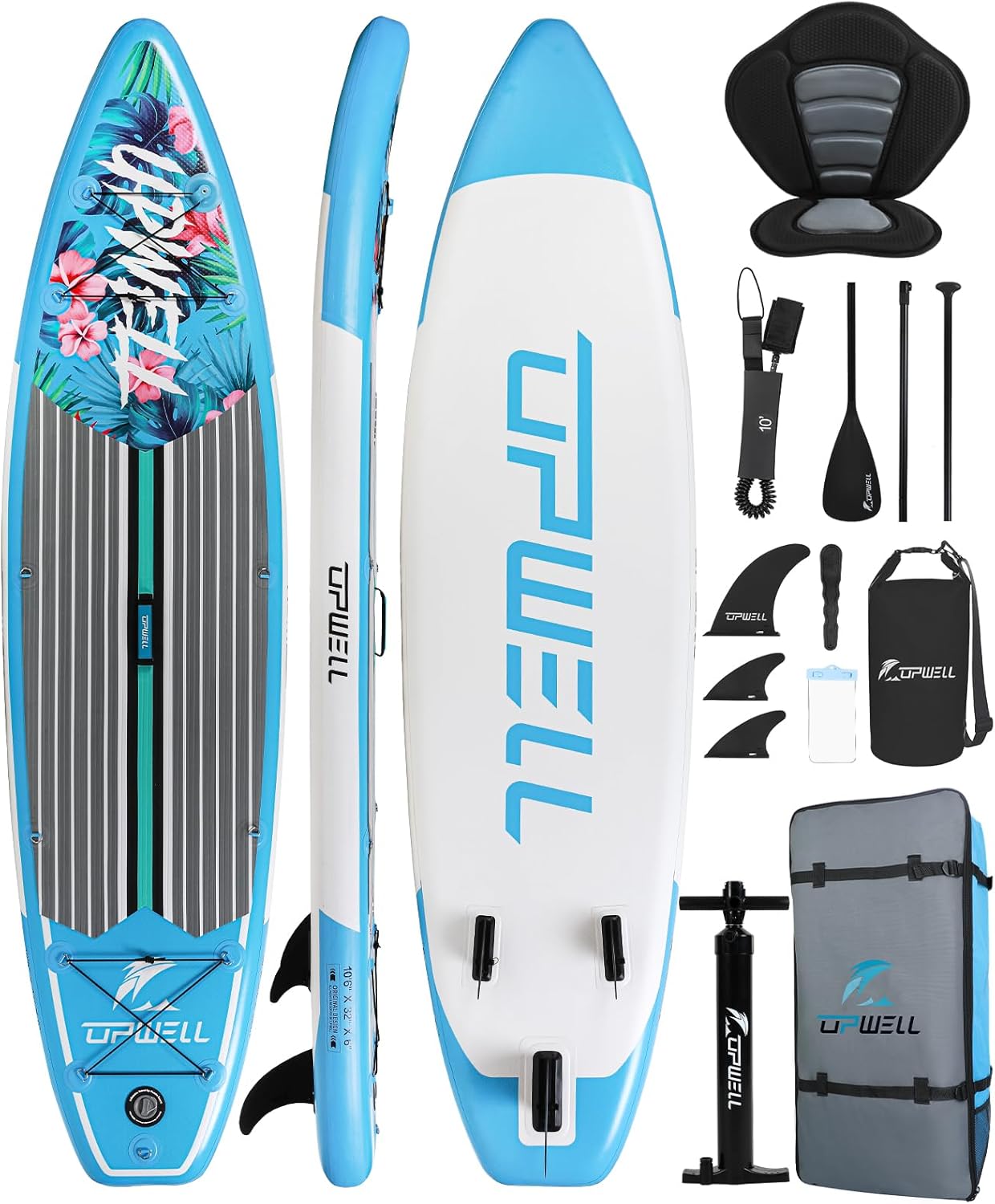 UPWELL 10’2”/10’6”/11’Stand Up Paddle Board for Youth & Adults, Inflatable Paddle Board with Stable Design, Premium SUP Accessories, Backpack, Paddle, Leash, Pump, Fins UPWELL 10’2”/10’6”/11’Stand Up Paddle Board for Youth & Adults, Inflatable Paddle Board with Stable Design, Premium SUP Accessories, Backpack, Paddle, Leash, Pump, Fins