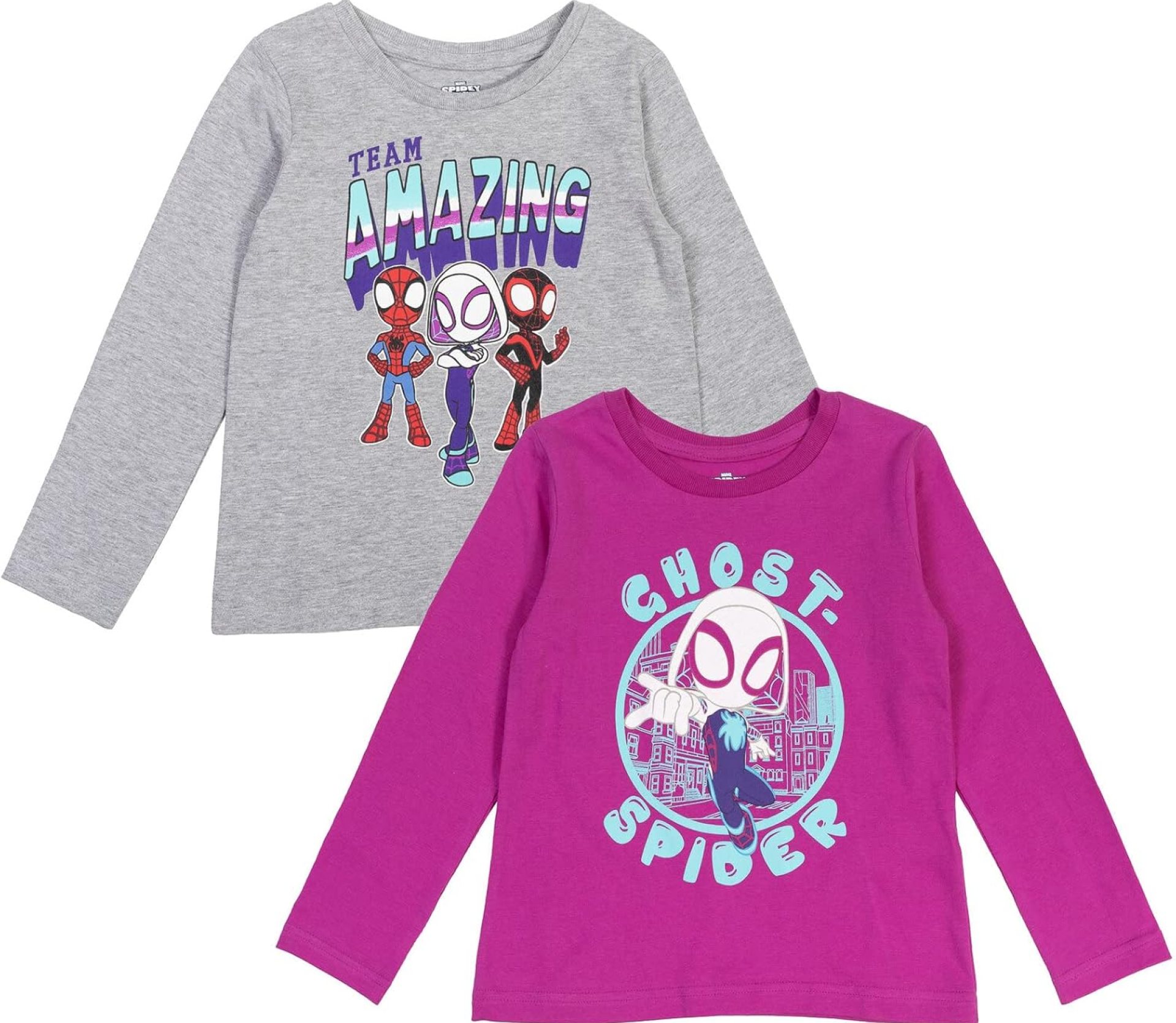 Marvel Spidey and His Amazing Friends Spider-Gwen Ghost Spider Miles Morales Girls 2 Pack T-Shirts Toddler to Little Kid Marvel Spidey and His Amazing Friends Spider-Gwen Ghost Spider Miles Morales Girls 2 Pack T-Shirts Toddler to Little Kid