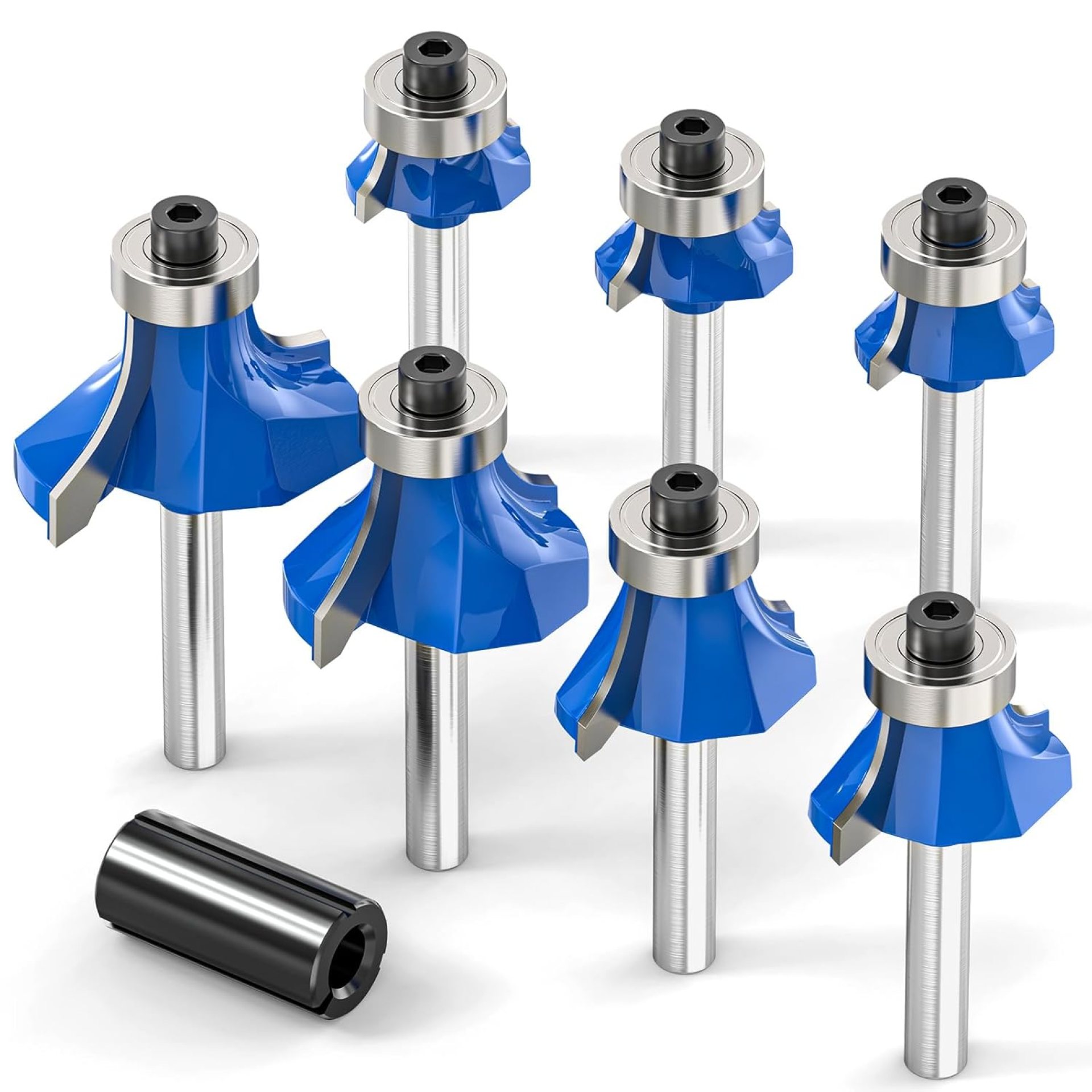 7Pcs 1/4″ Inch Shanks Roundover Edging Router Bit Set,Round Radius: 1/2″,3/8″,5/16″,1/4″,7/32″,3/16″,1/8″ 7Pcs 1/4″ Inch Shanks Roundover Edging Router Bit Set,Round Radius: 1/2″,3/8″,5/16″,1/4″,7/32″,3/16″,1/8″